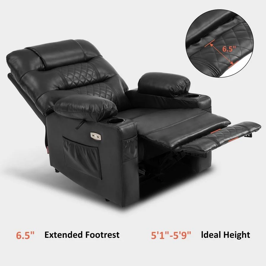 MCombo Electric Power Recliner Chair with Heat and Massage, Leather PR621