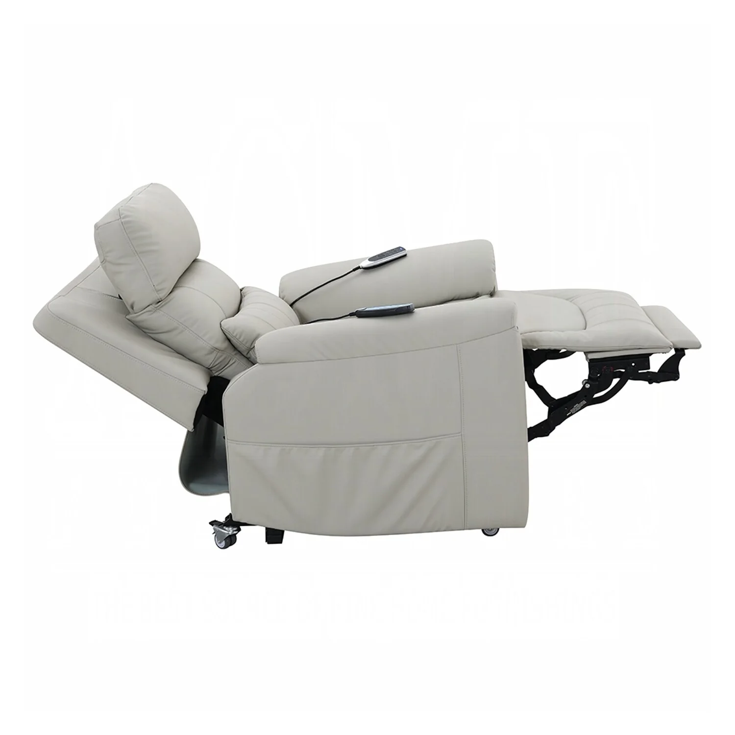 Synthetic Leather Upholstered Power Recliner with Heating and Massage in Light Gray