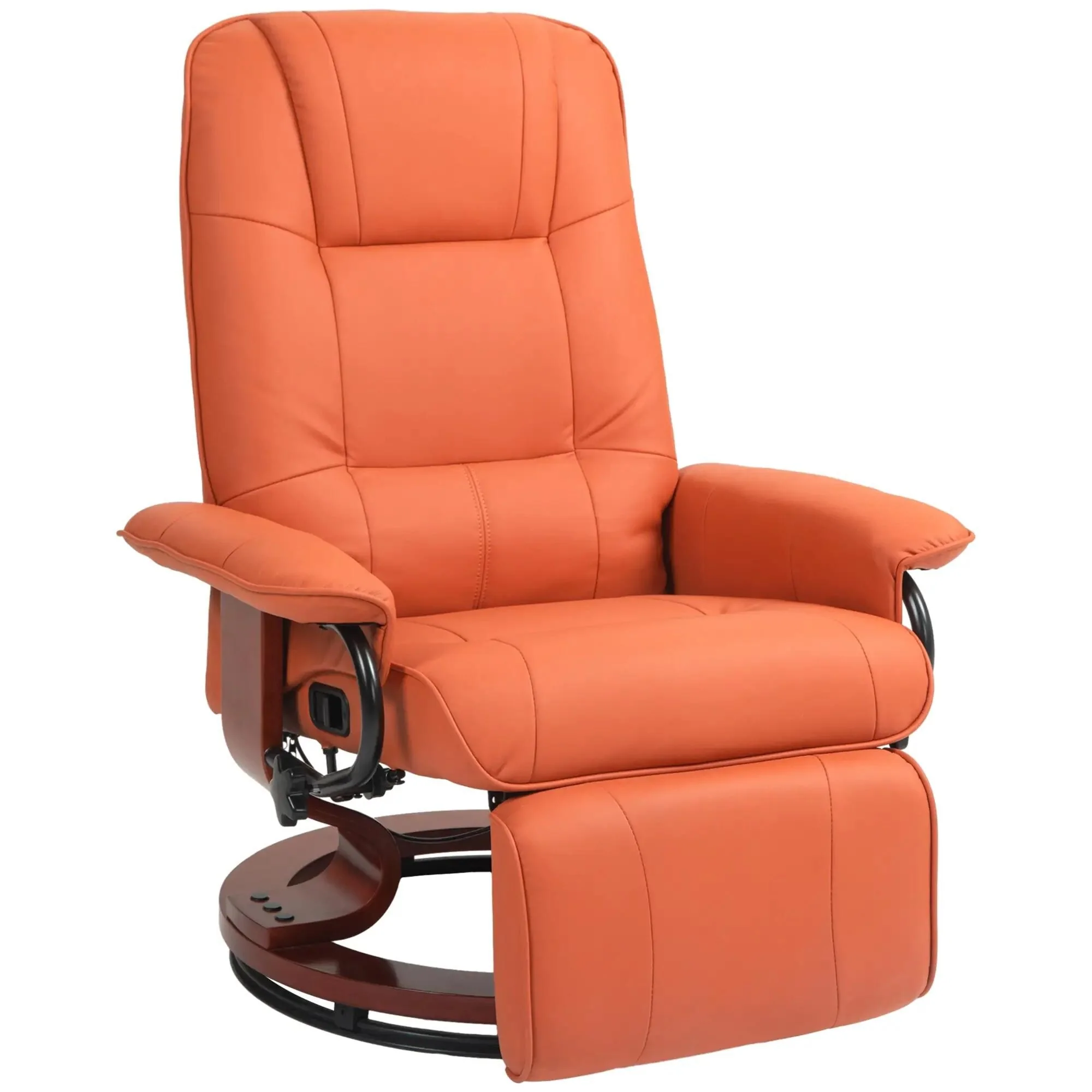 Faux Leather Recliner Chair, Swivel Recliner with Footrest, Armrest