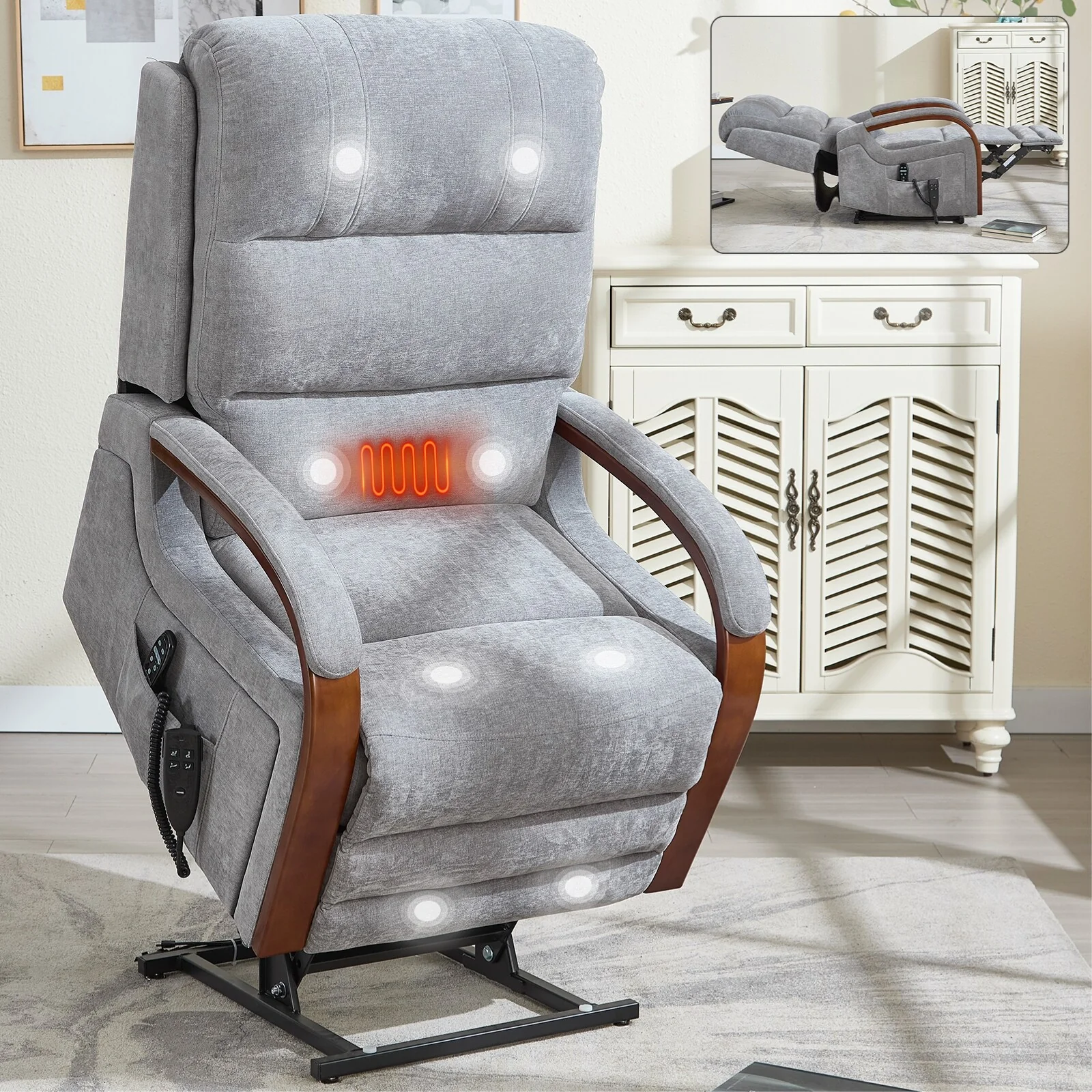 Chenille Lift Recliner Chair