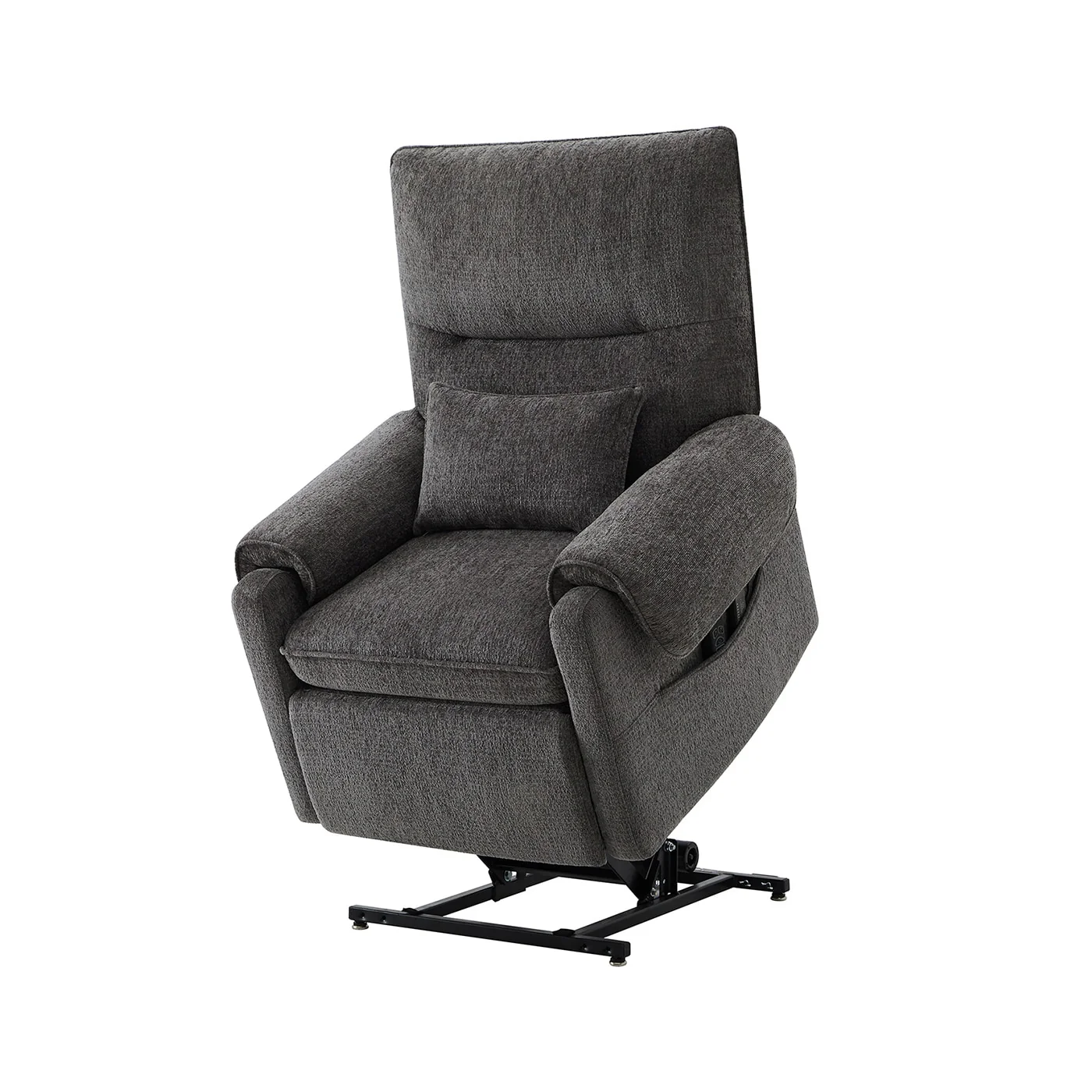 30 Power Lift Assist Recliner Arm Chair Steel Gray Chenille