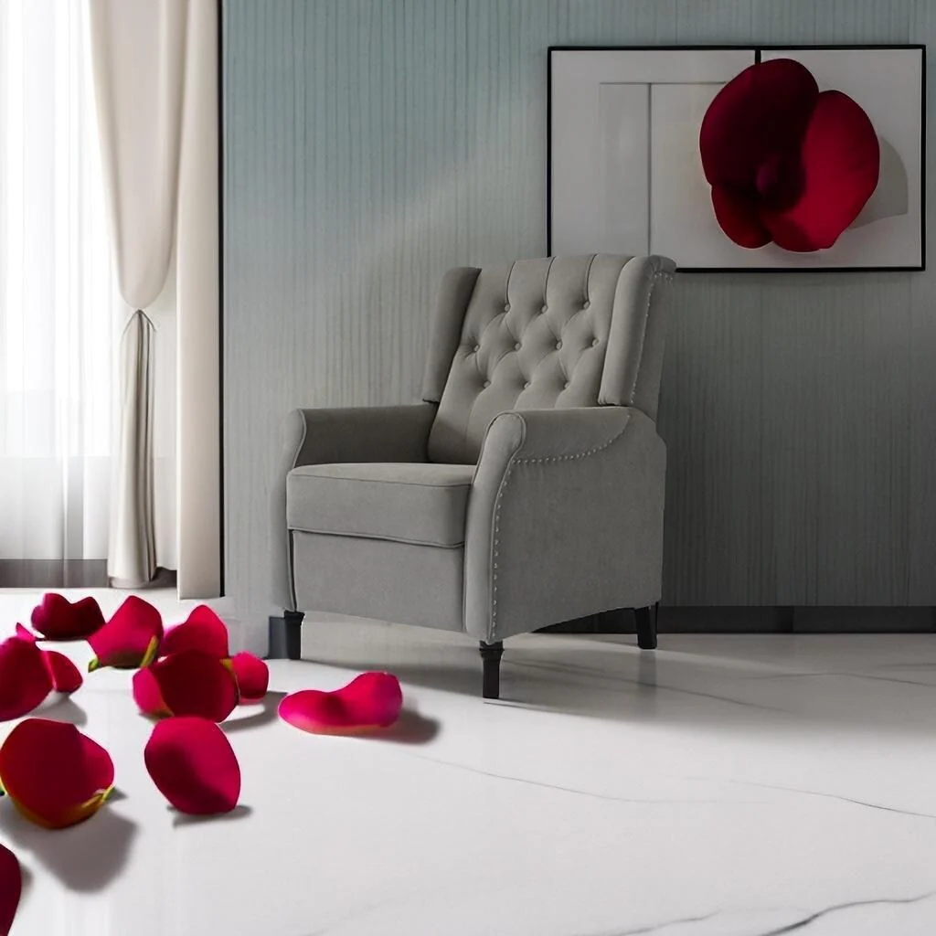 PU Push?Back Recliner Sofa Chair with Cushion & Ergonomic Design