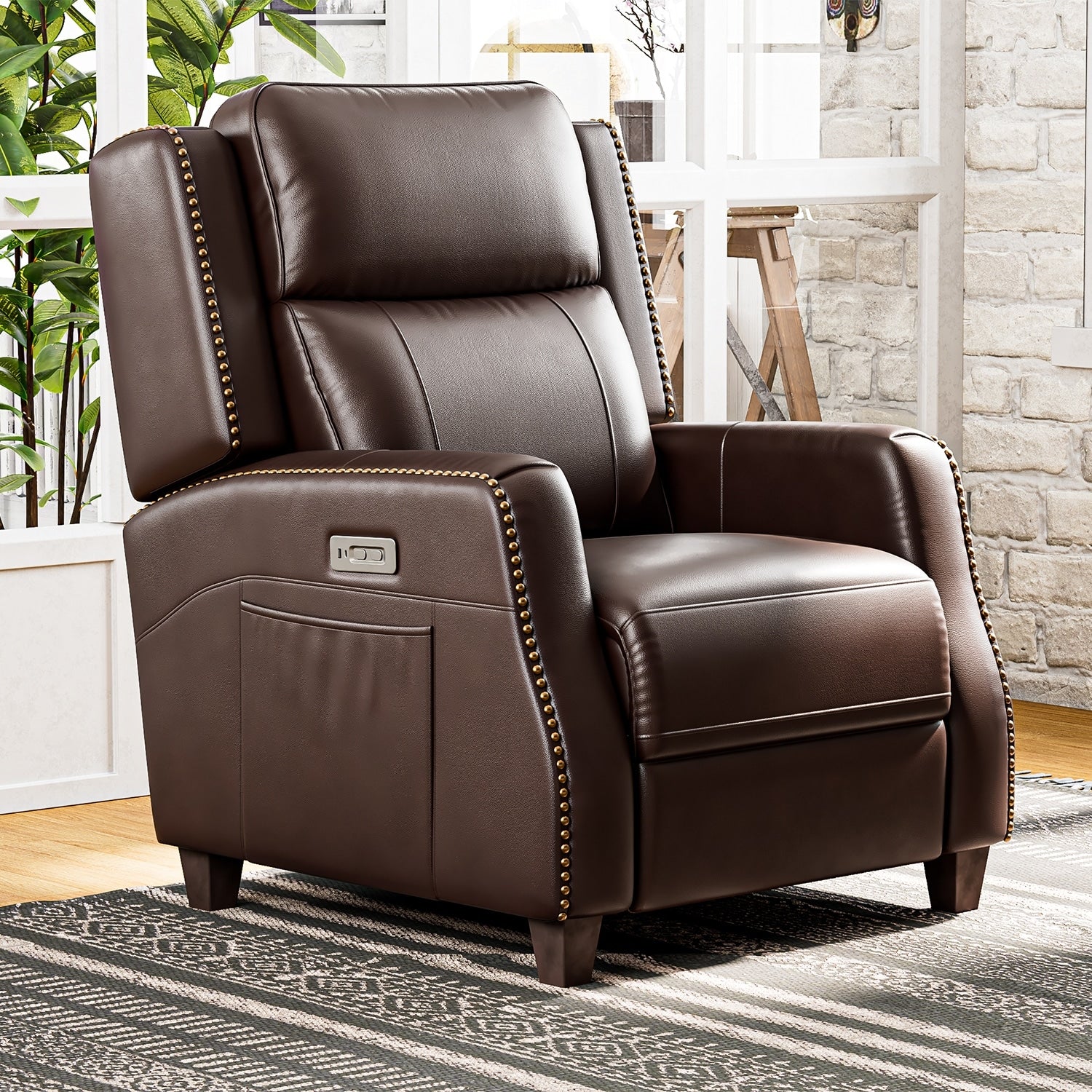 32.7 Wide Genuine Leather Recliner Power Club Recliner