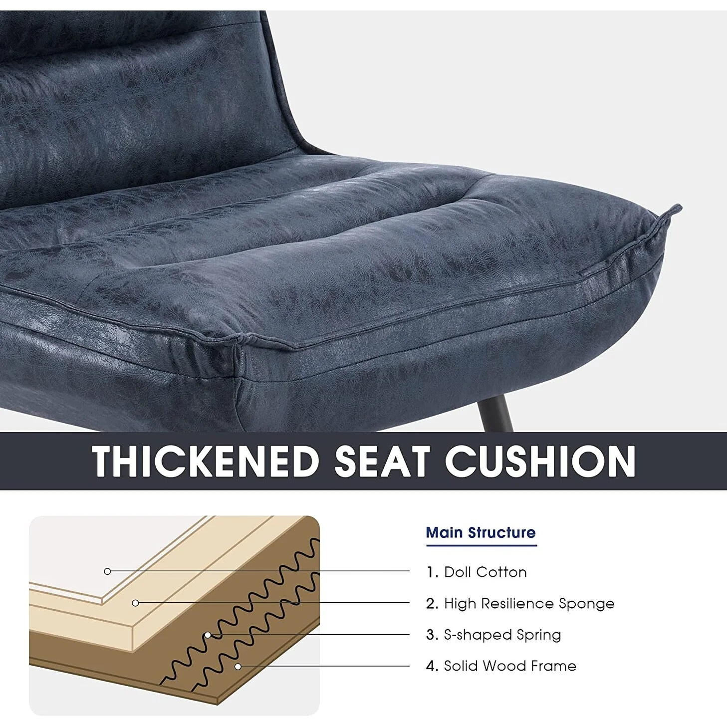 MCombo Modern Chair with Ottoman, Bronzing Fabric Upholstered Leisure Chairs