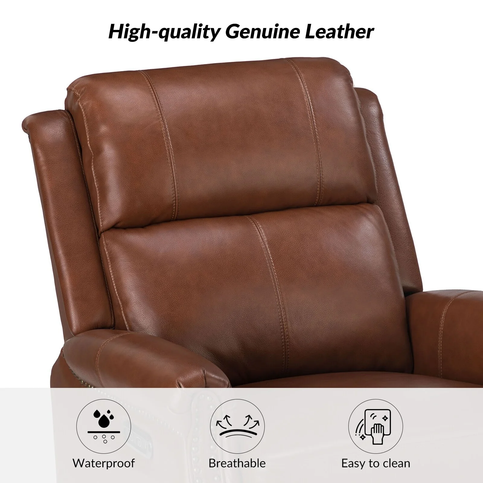 Renato Traditional Genuine Leather Nailhead Power Swivel Recliner Chair with Metal Base Set of 2 by HULALA HOME