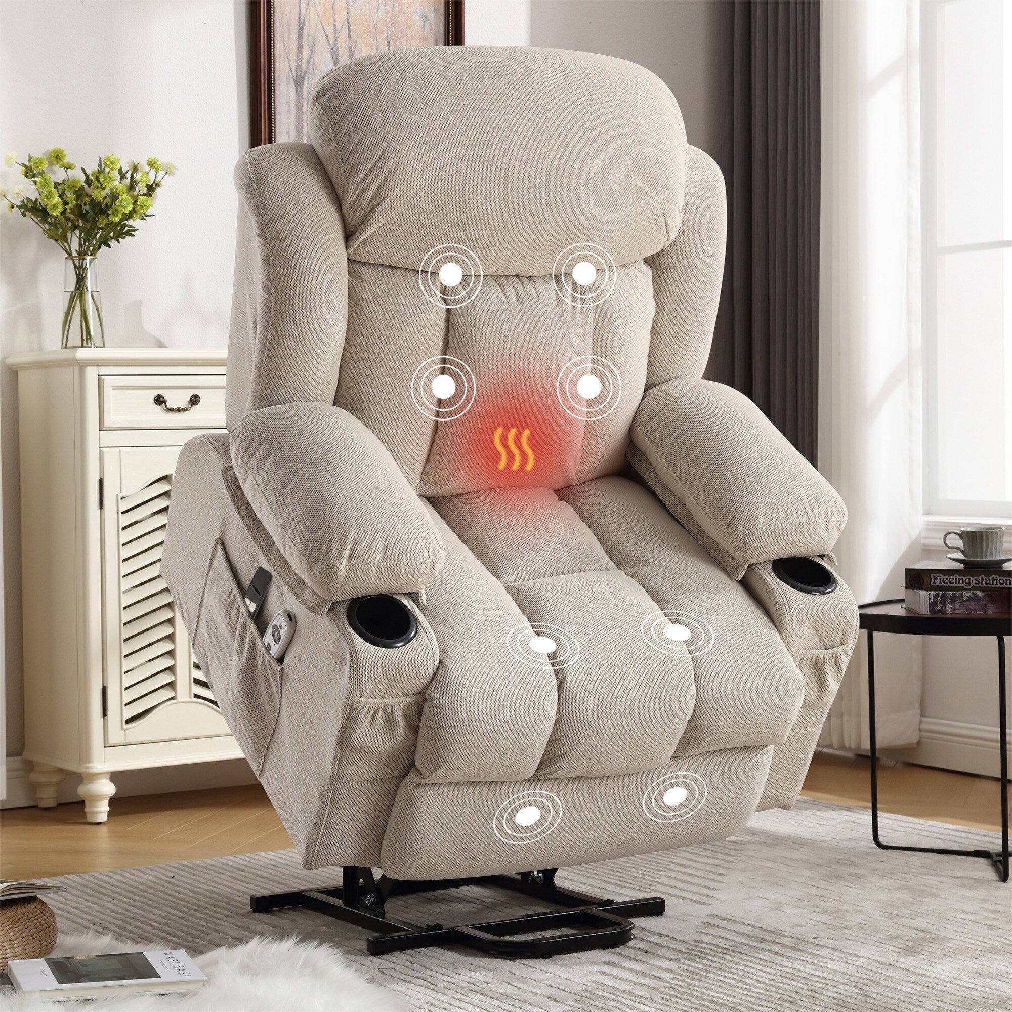 Electric Recliner Chair with Massage, Heat, USB & Cup Holders