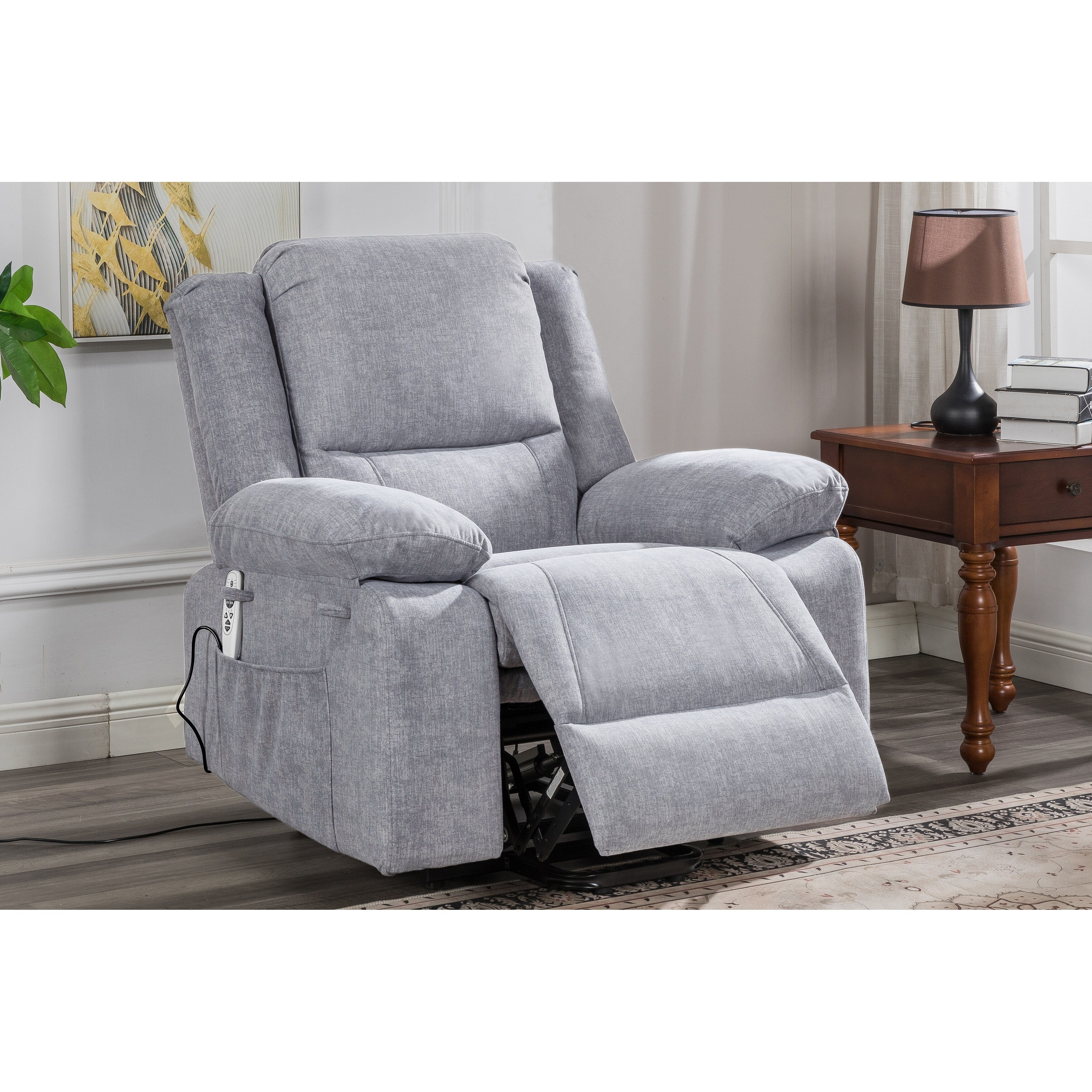 Reclining Lift Chair with Massage, Heating & Remote Control Pockets
