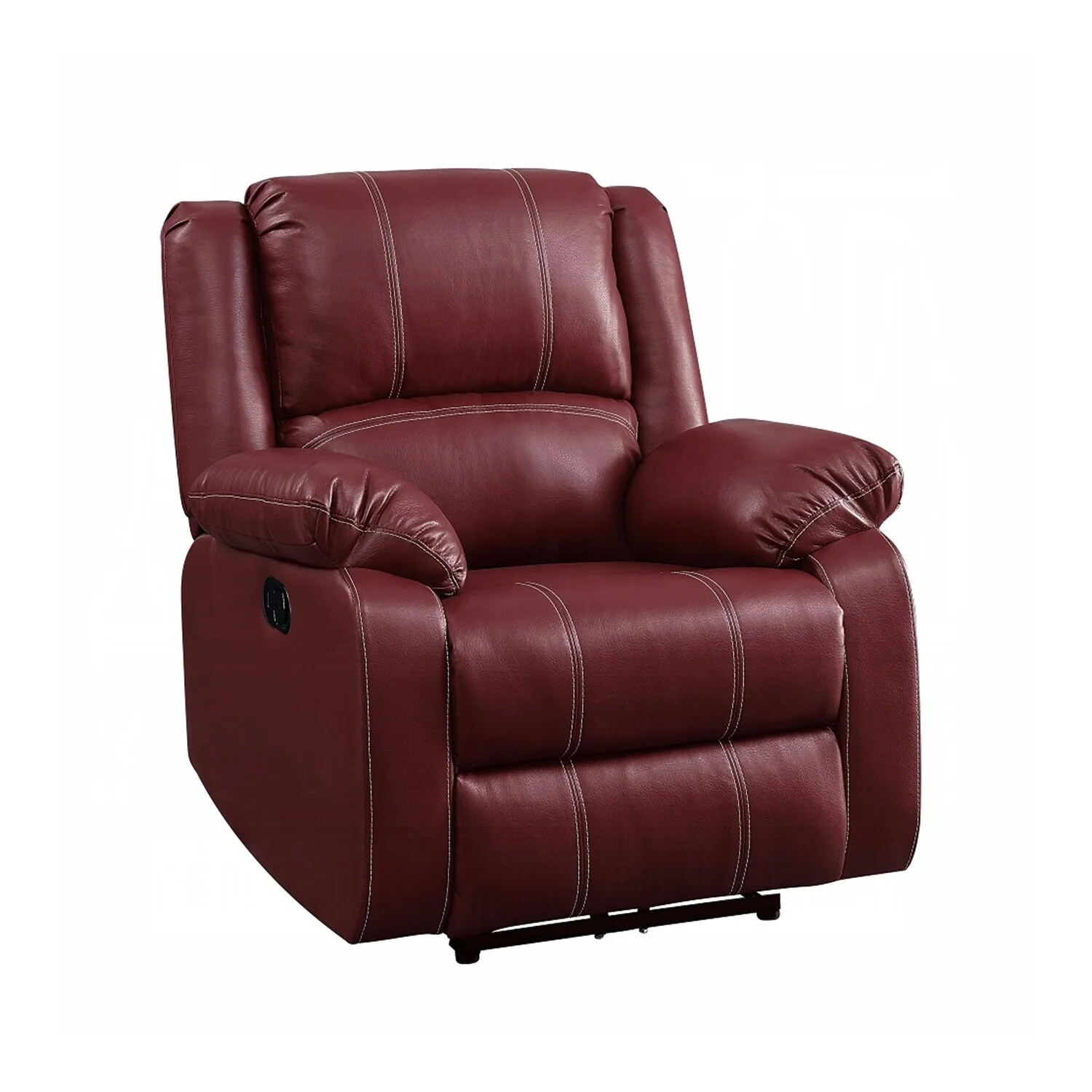 Synthetic Leather Upholstered Manual Motion Rocker Recliner in Red