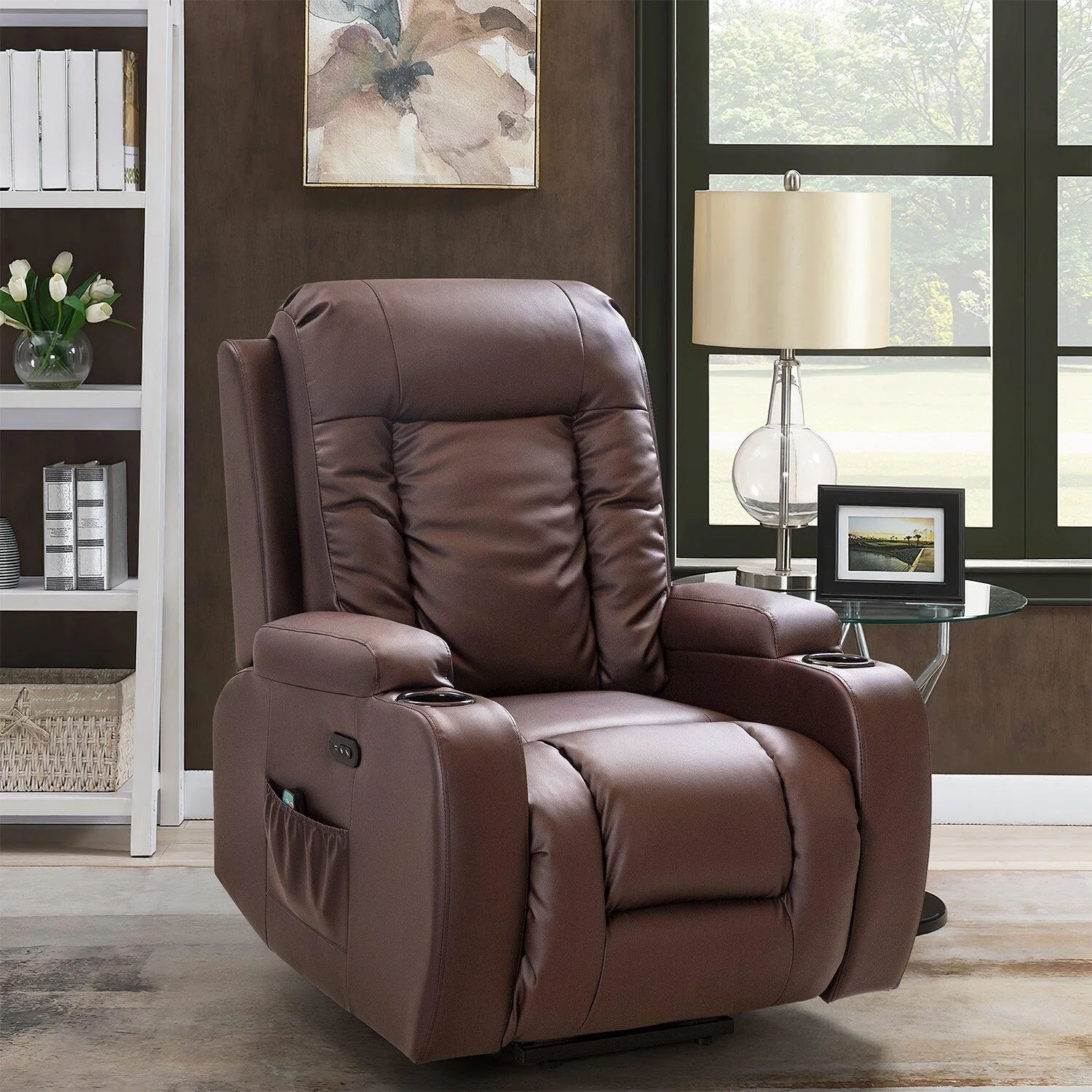 Furniwell PU Leather Power Lift Assist Recliner Chair with USB