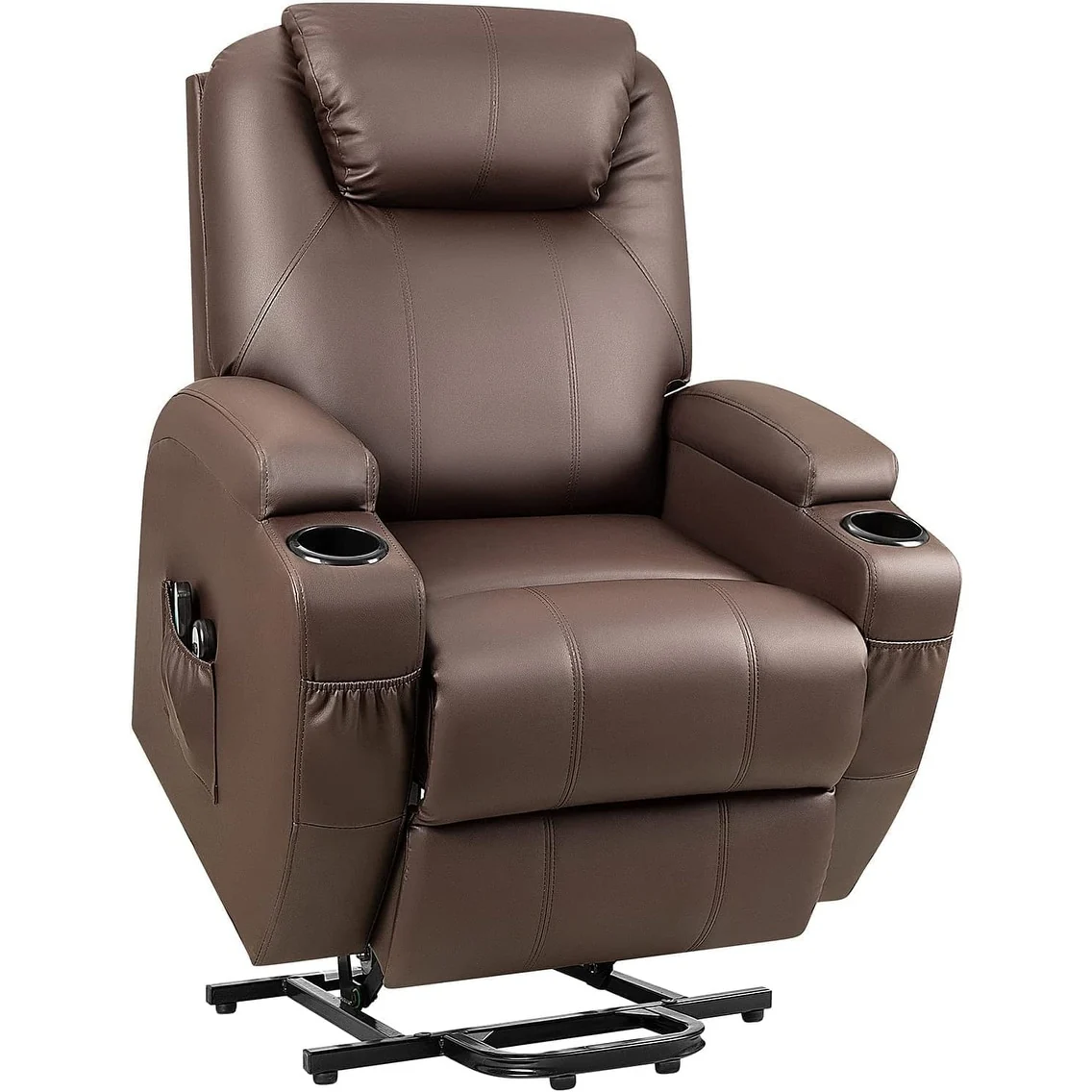 Furniwell Power Lift PU Leather Recliner with Massage and Heating
