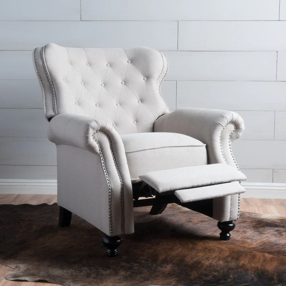 Walder Tufted Nailhead Fabric Recliner by Christopher Knight Home