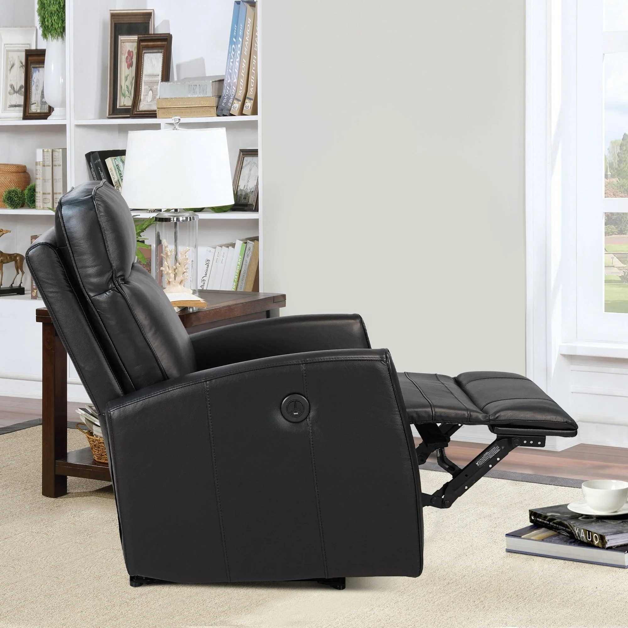 27.75 Width Genuine Leather Power Recliner Couch With USB Charger