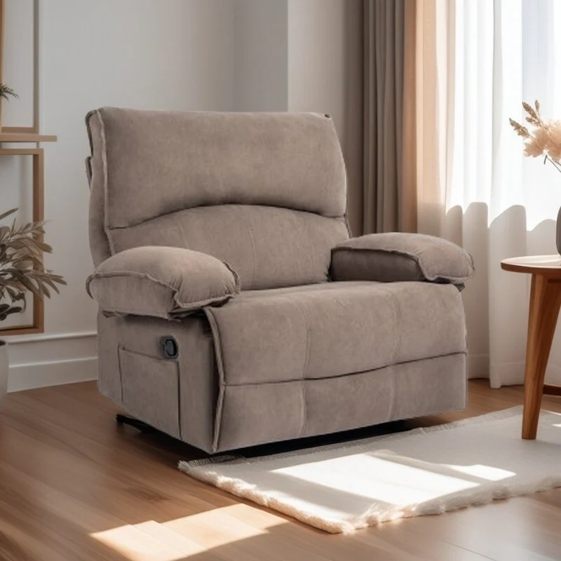 Extra-Wide Push-Back Recliner with Heated Massage Pillow and Plush Fleece Upholstery