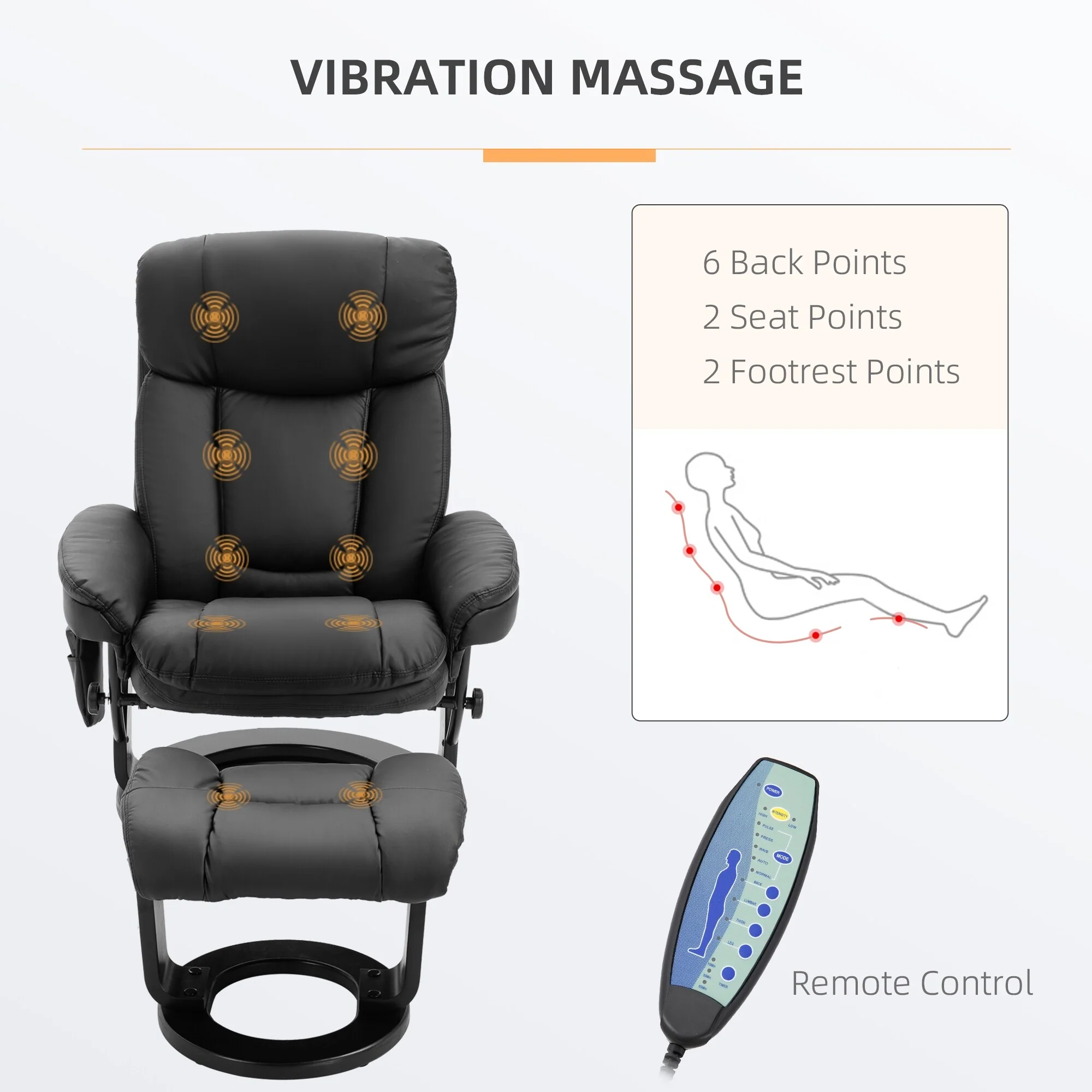 Massage Recliner Chair with Ottoman 10 Point Vibration