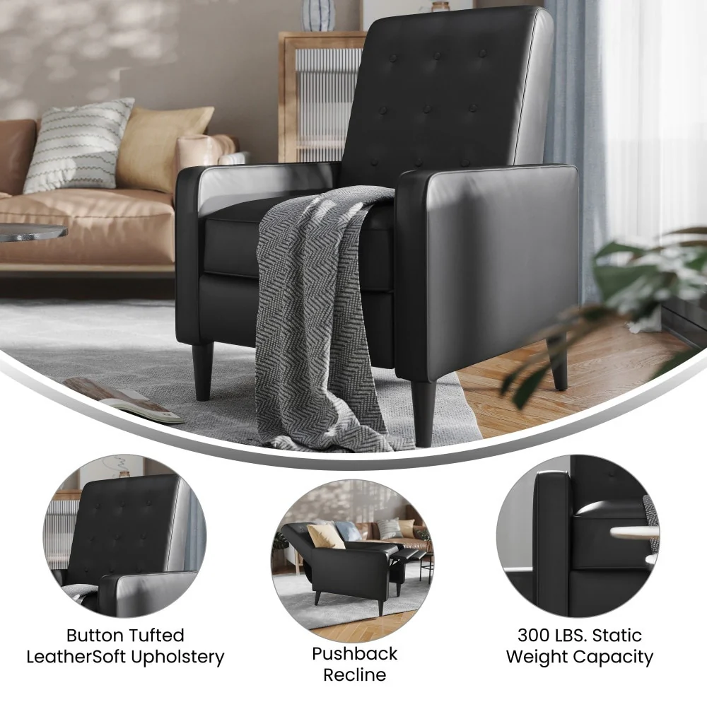 Pushback Recliner with Button Tufted Back