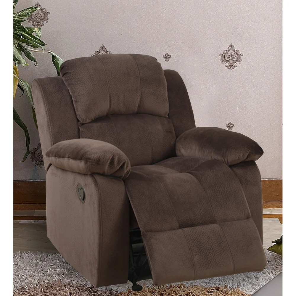 Chocolate Brown Suede Fabric Rocker Recliner Chair