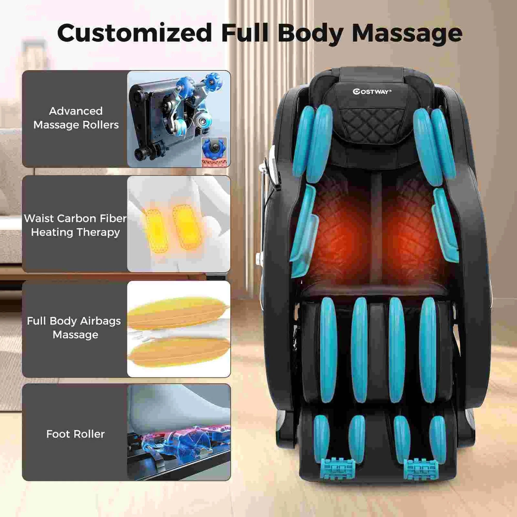 Costway SL Track Zero Gravity Massage Recliner with Thai Stretch Foot