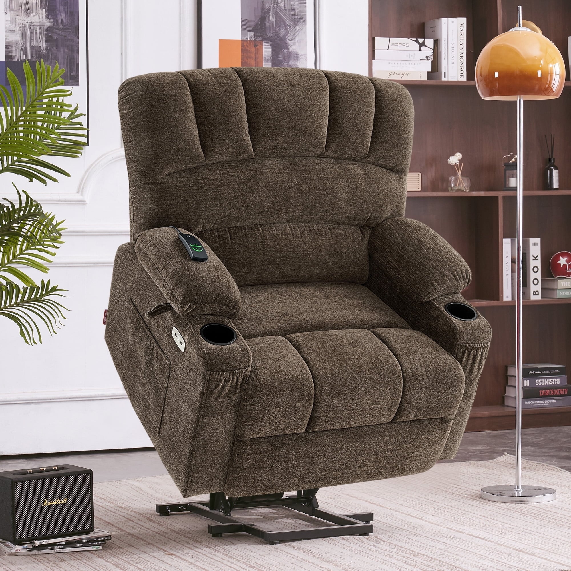 MCombo Recliner Chair Sofa with Massage and Heat for Big Elderly People,Fabric R7093(Small-Wide)
