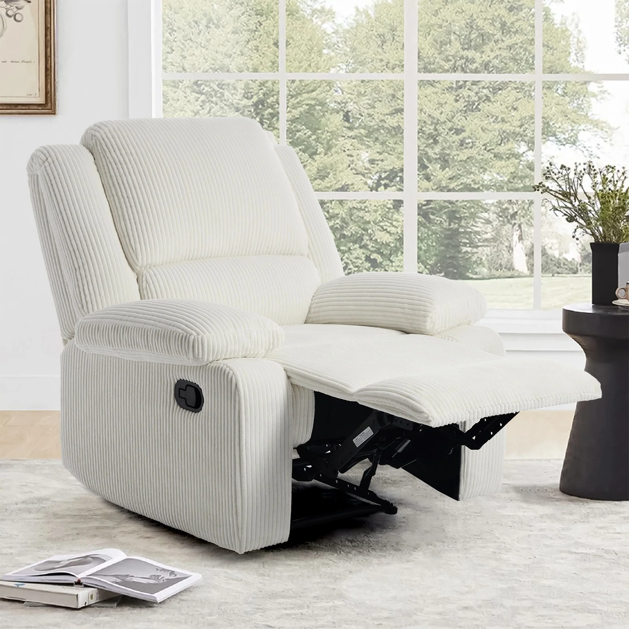 Vegan Leather Upholstered Push Back Manual Recliner Chair