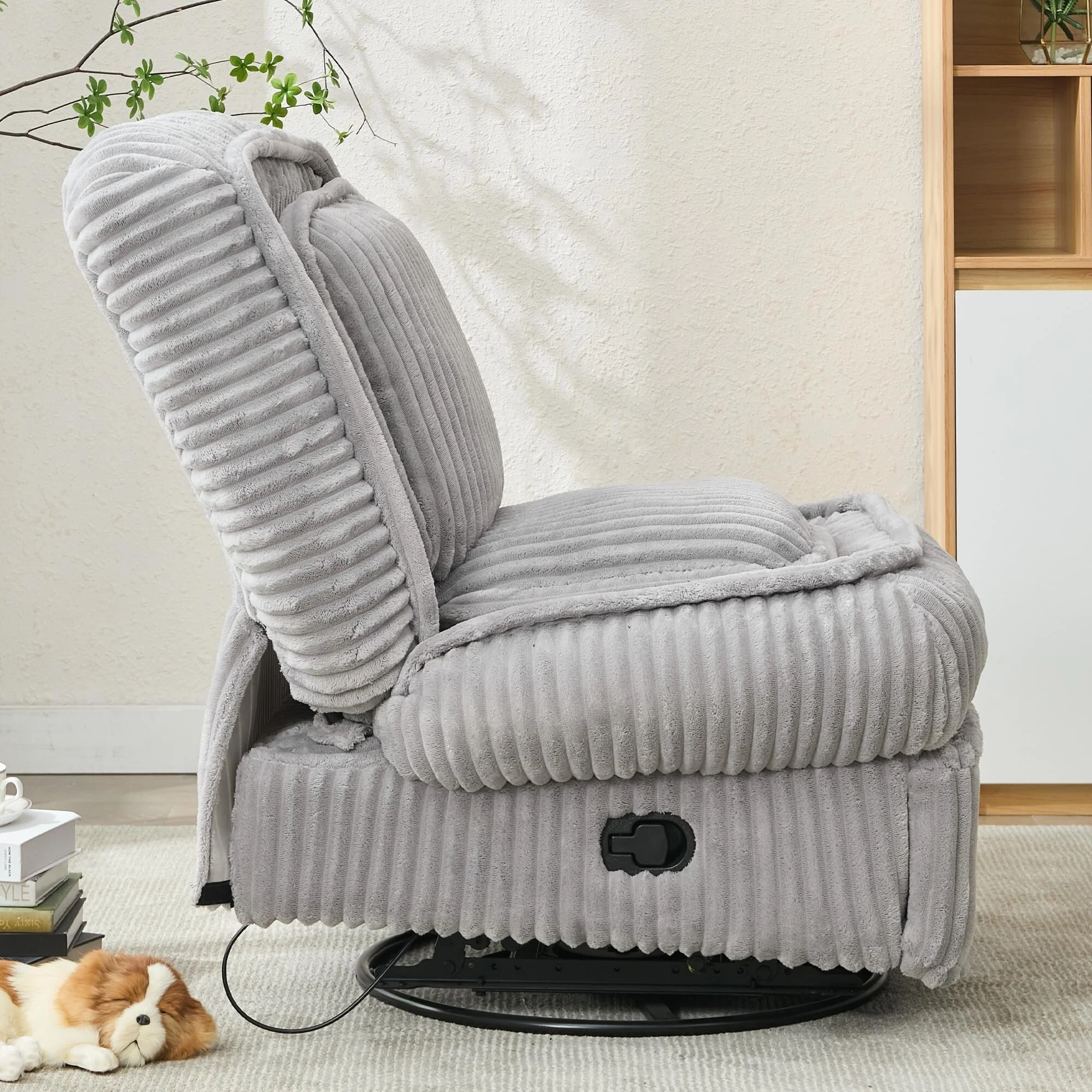 360�� Swivel Rocking Single Sofa,Recliner Sofa, Manual Glider Rocking Armless Chair,Living Room Office