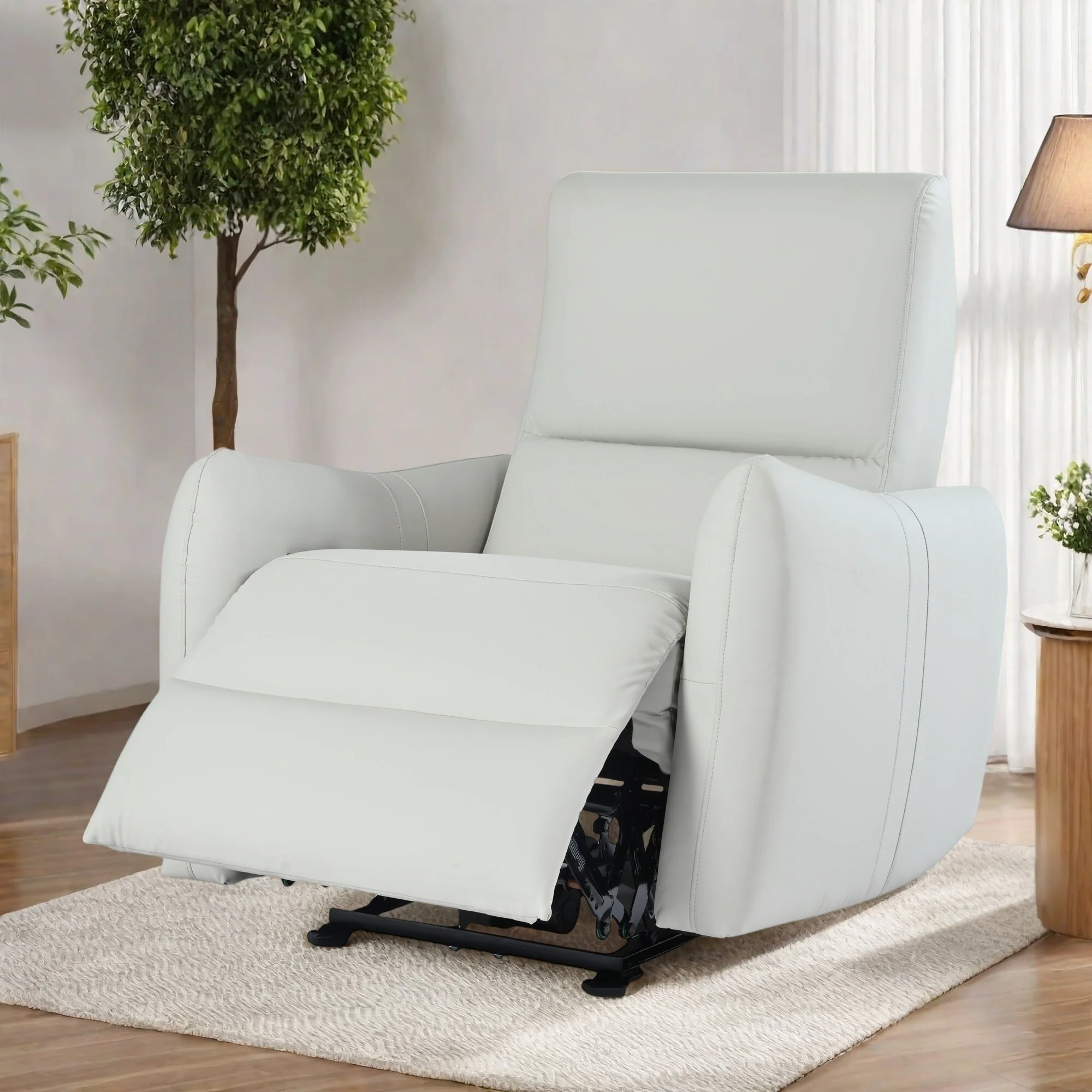 PU Leather Wall Hugger Recliner Chair with USB and Type-C Ports, Power Button Recline, and 330 lbs Capacity