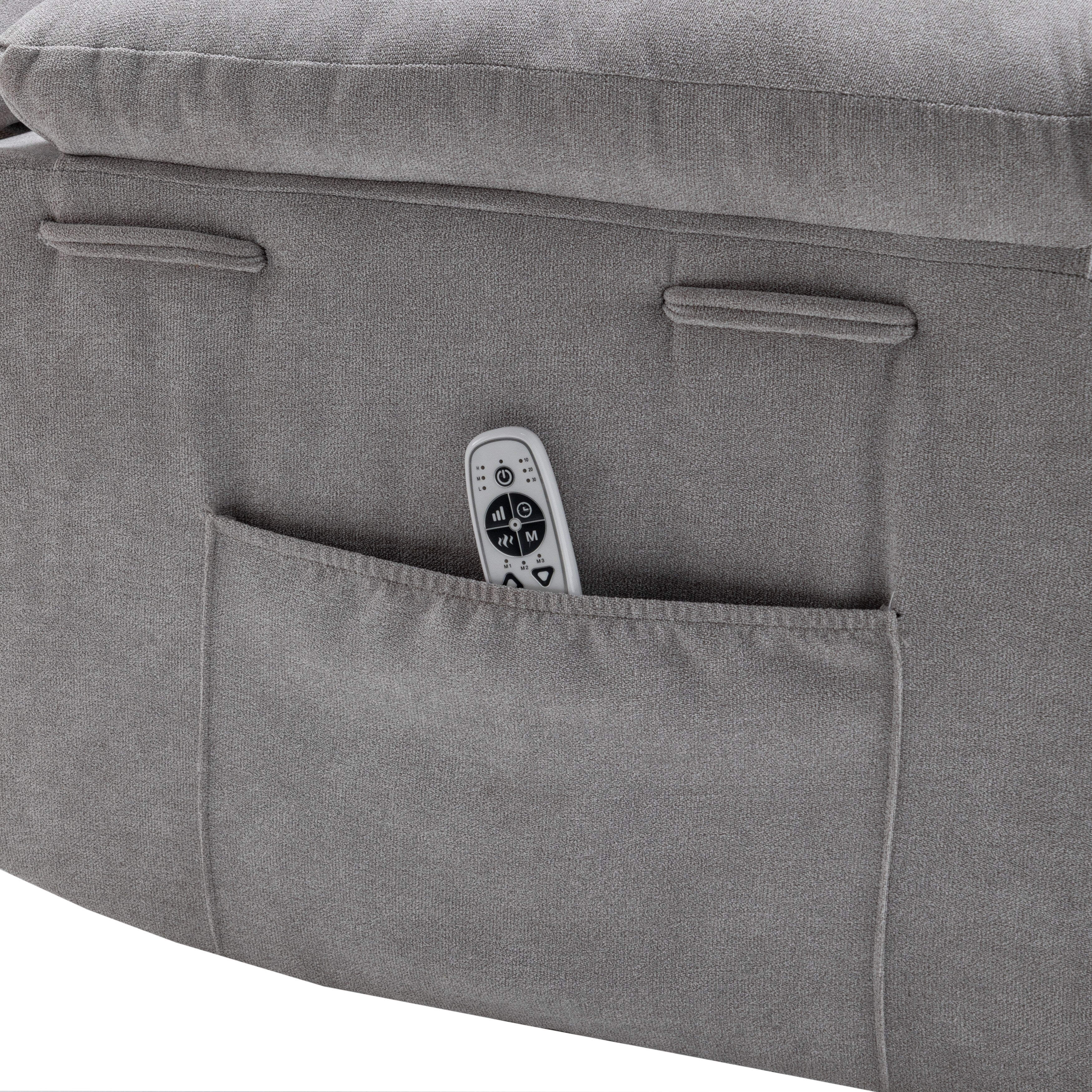 Living Room Single Reclining Sofa, Power Lift Velvet Recliner with Adjustable Massage and Heat & Side Pocket, Infinite Position