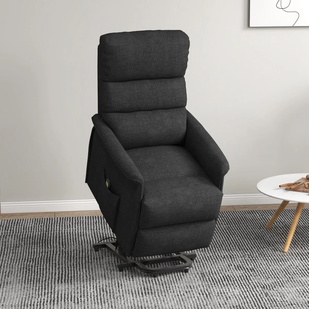 HOMCOM Power Lift Recliner Chair for Elderly, Easy Assembly, Fabric Lift Chair with Remote Control, Side Pockets for Living Room