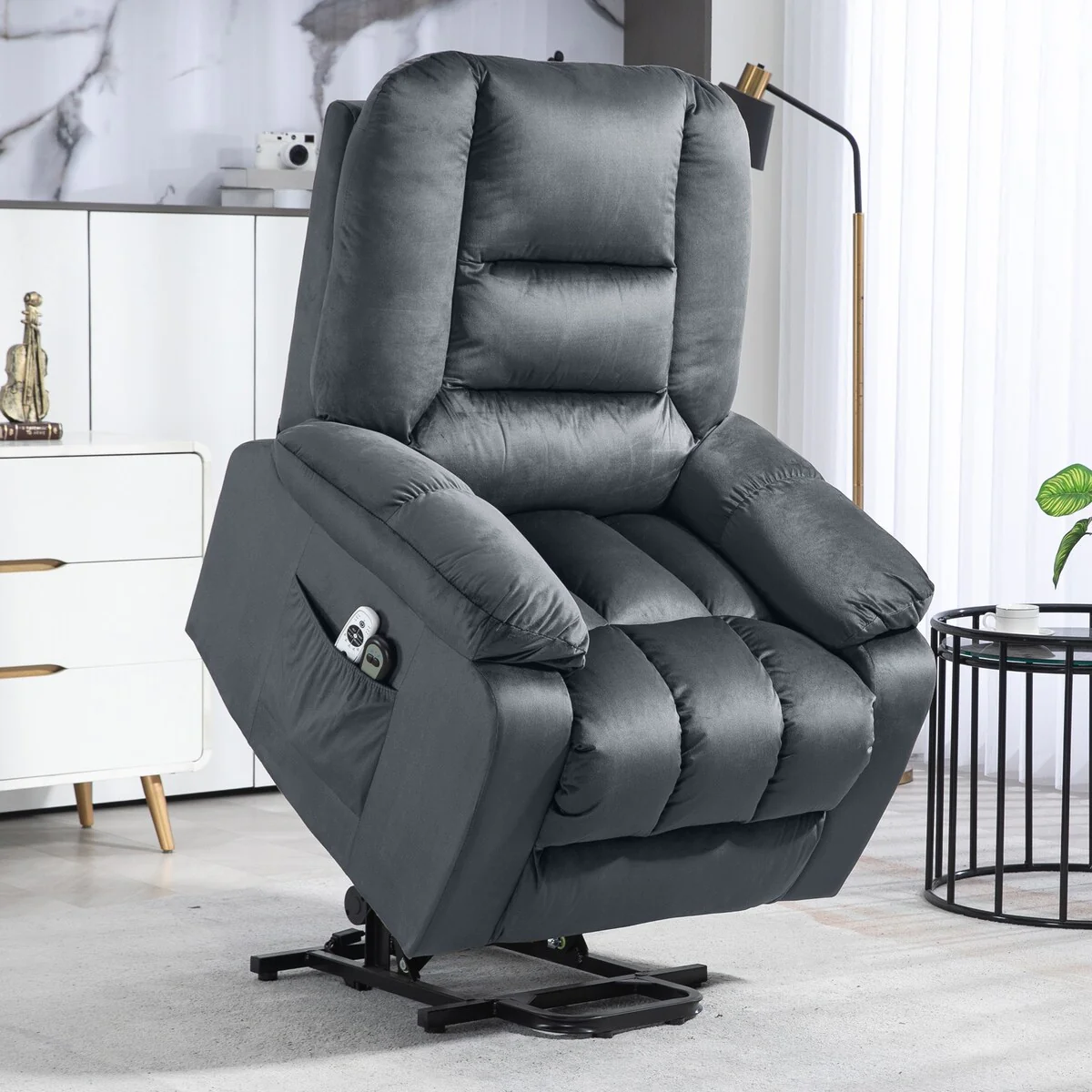 HOMCOM Power Lift Recliner Chair, Ergonomic Massage Chair with 4 Positions and Heating