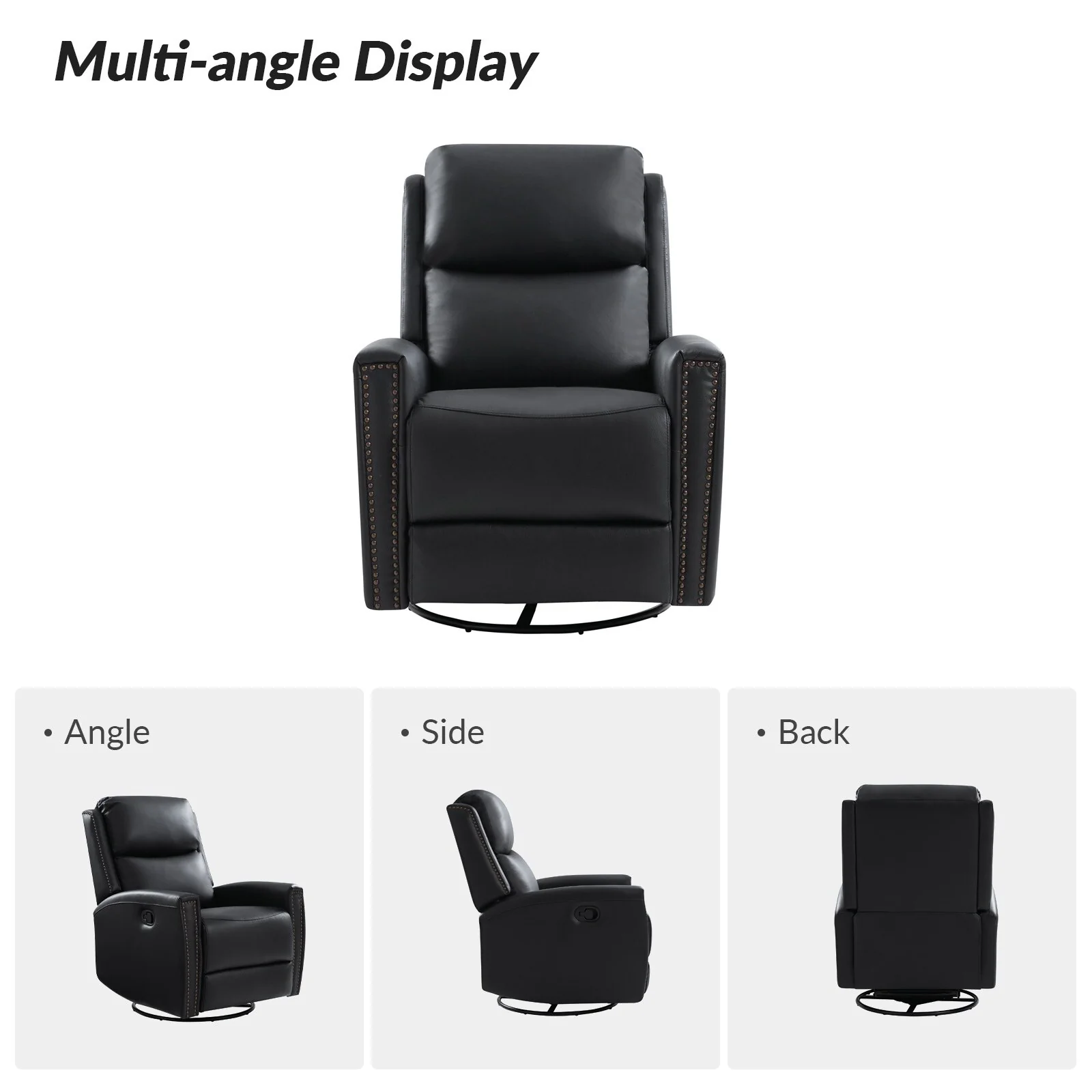 Fiacro 30.31Wide Modern Genuine Leather Wingback Swivel Rocker Recliner with Nailhead Trims, Set of 2