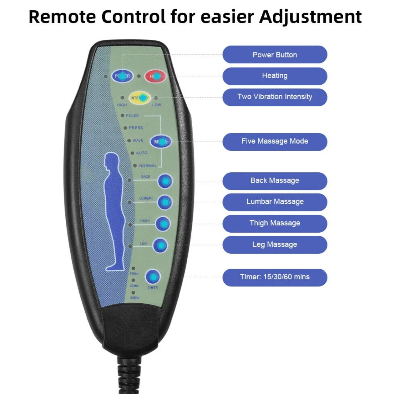 Blue Recliner with Heat, Massage & Modern Design