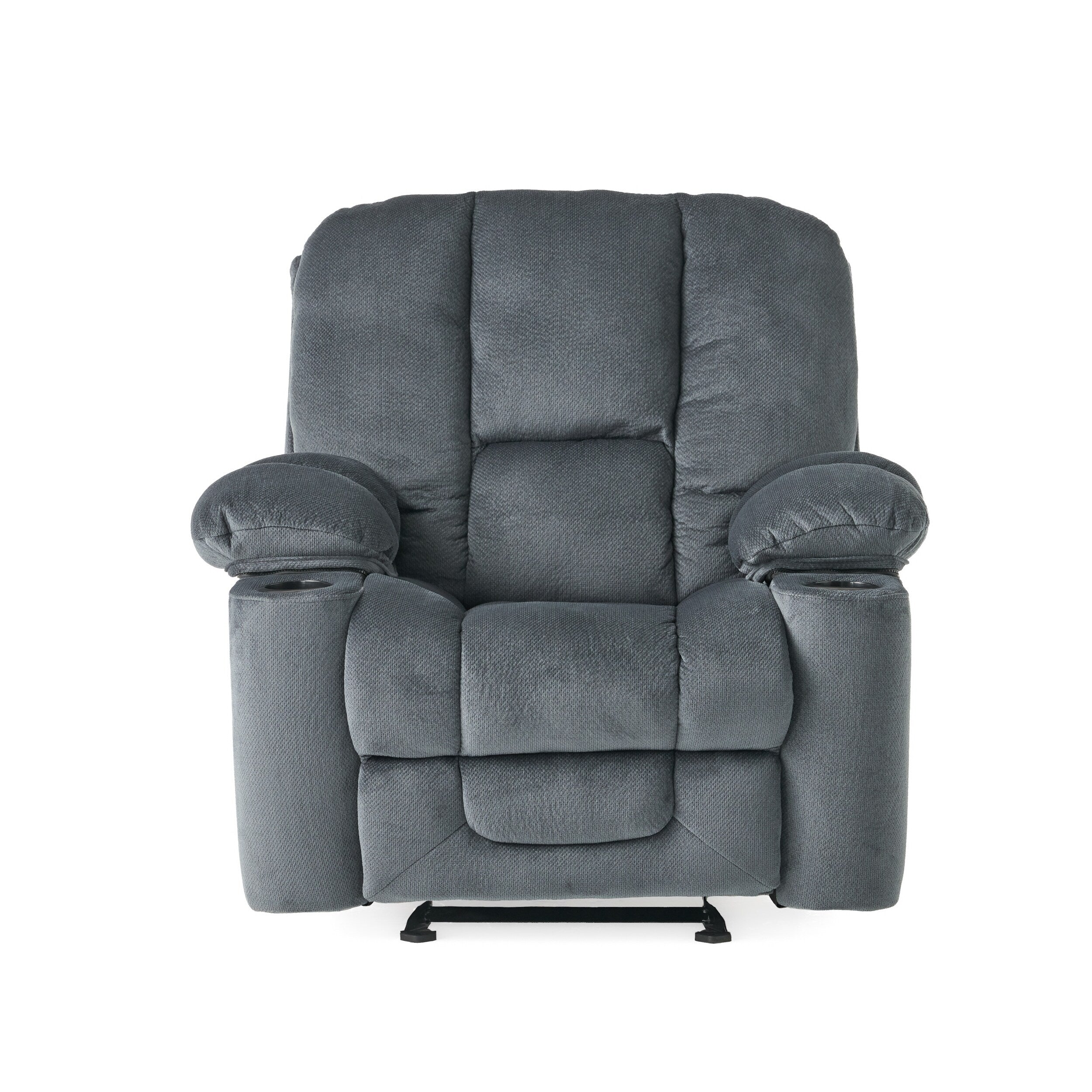 Fabric Manual Recliner Chair with Dual Cup Holders and Generous Padded Cushions