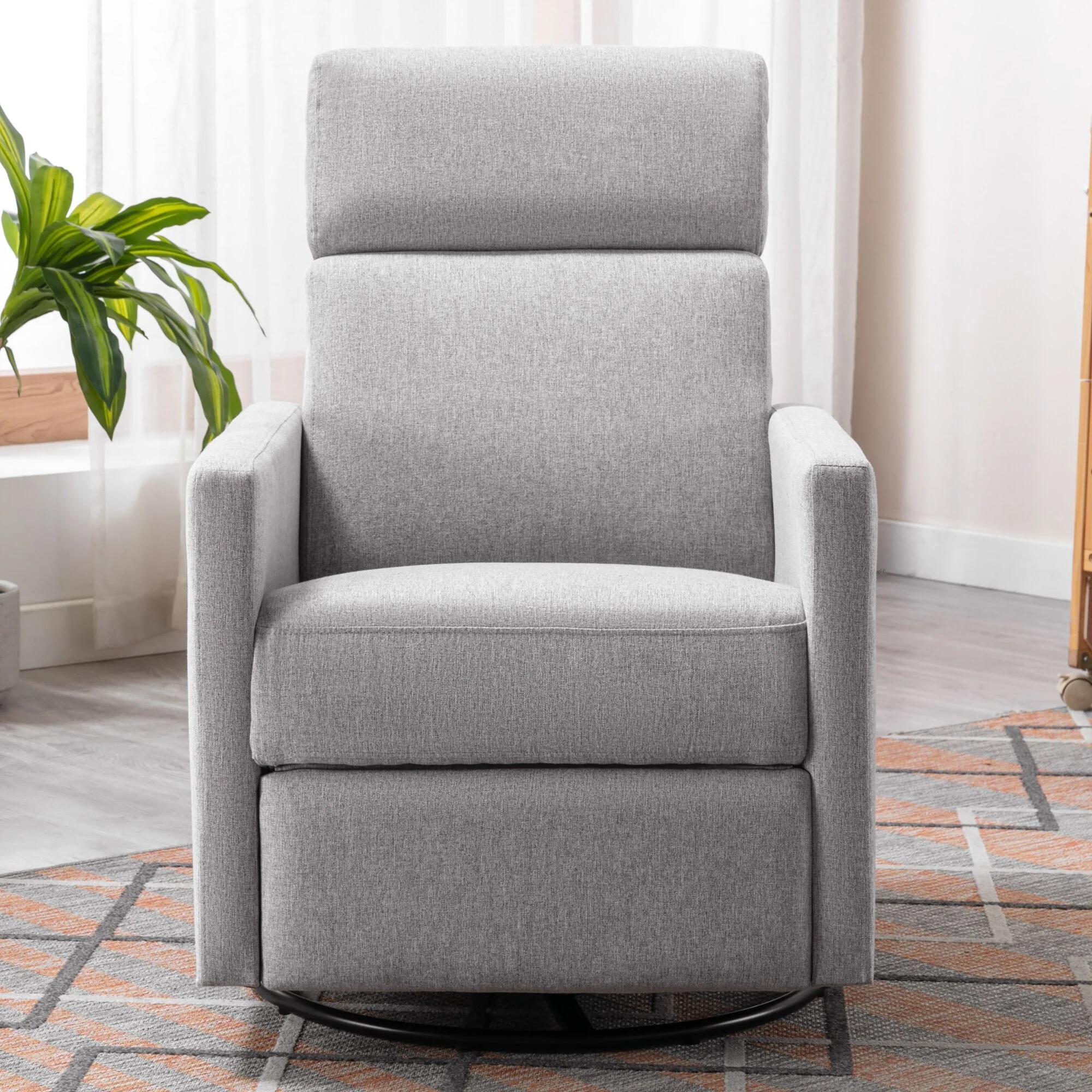 Roomfitters Modern Upholstered Rocker Nursery Chair, Plush Seating Glider Swivel Recliner Chair