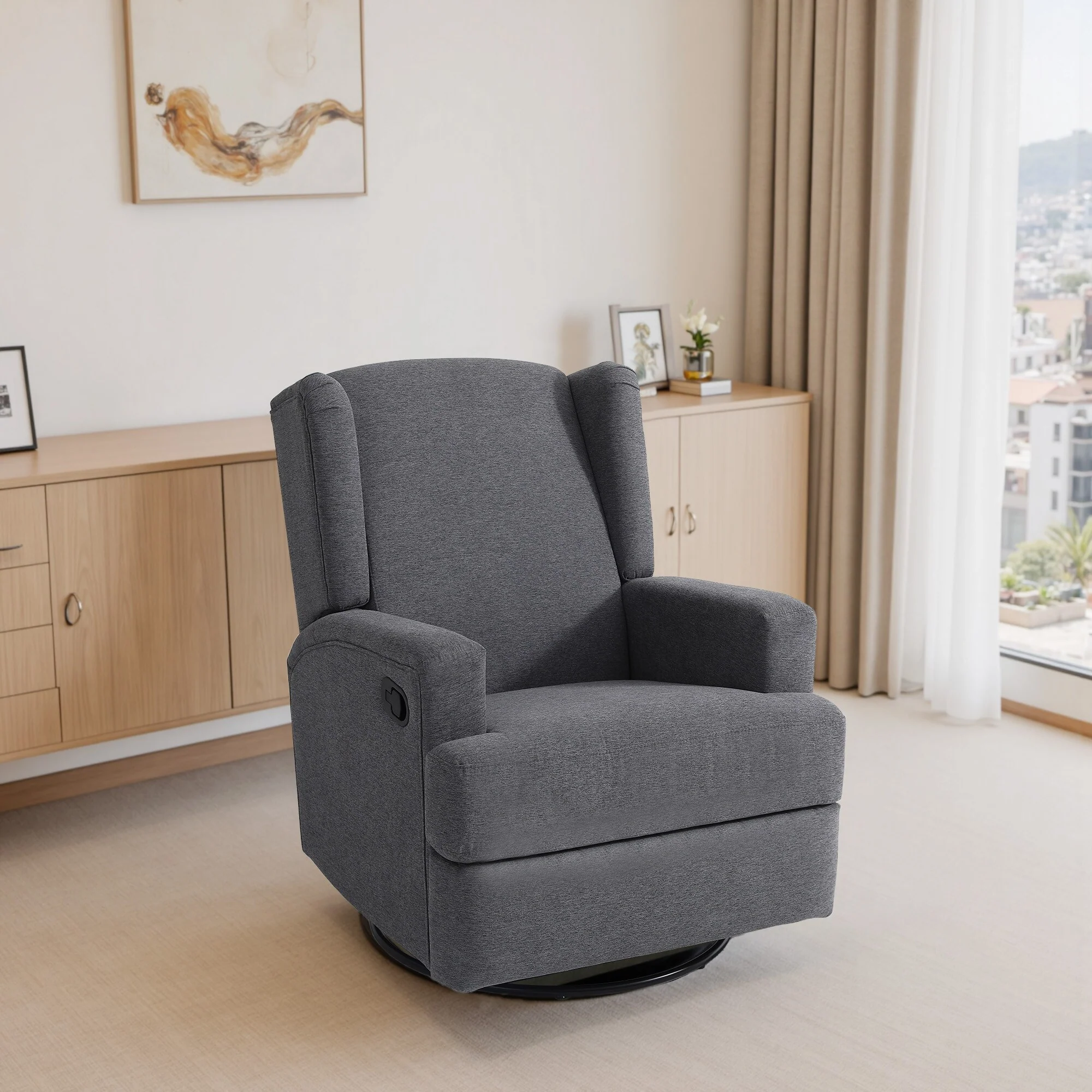 Swivel Wingback Glider Rocker Nursery Recliner Chair