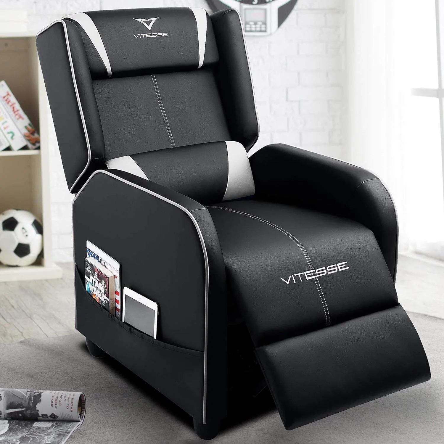 BOSSIN Gaming Recliner Chair Racing Style High Back Chair Living Room Recliners Theater Seating