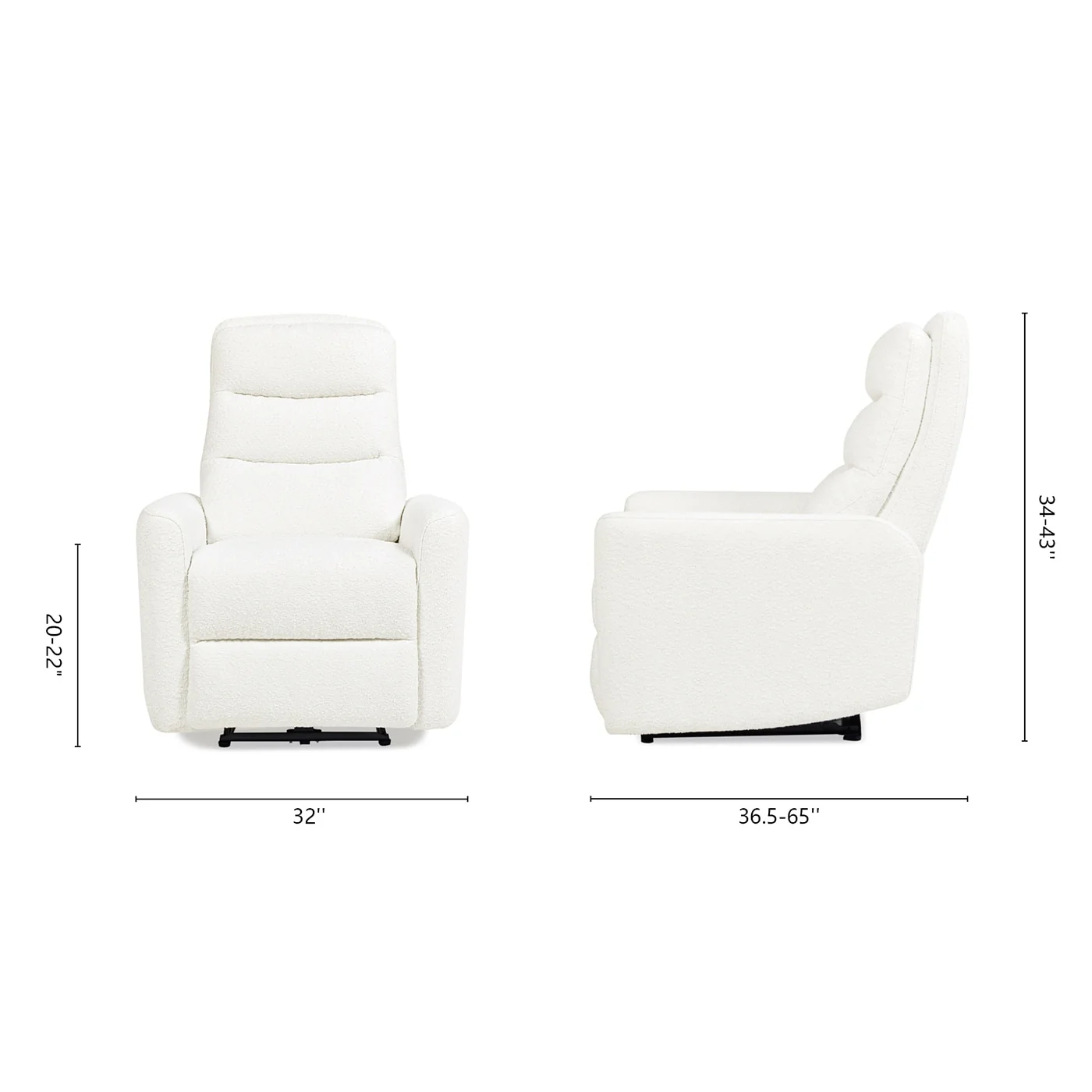 Bloomy 35.5 Boucle Upholstered High-Back Power Recliner Motion Chair