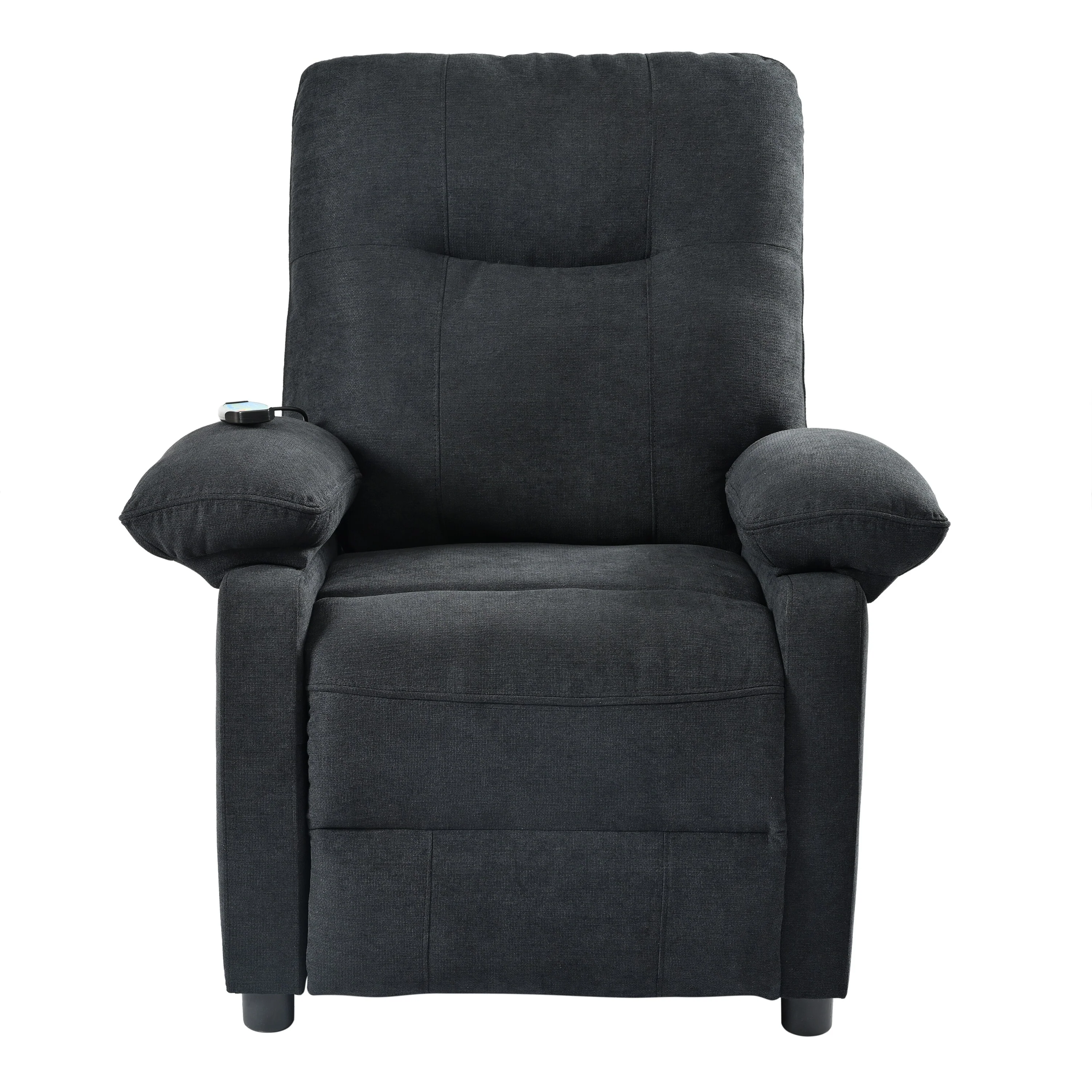 Black Manual Recliner with Massage, Heat, and Solid Wood Frame