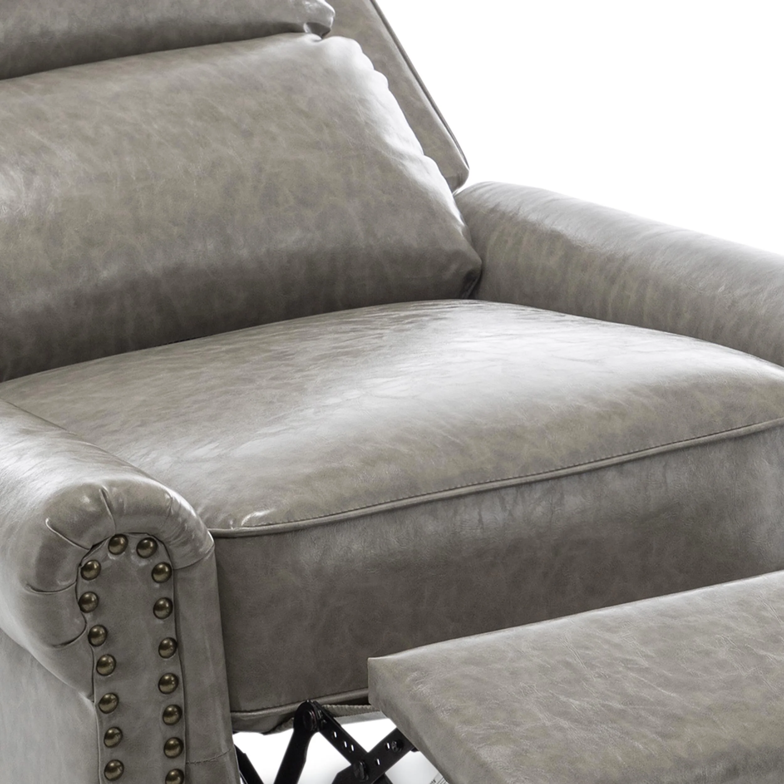 Alisa 35'' W Vegan Leather/ Linen Glider Push Back Recliner Chair