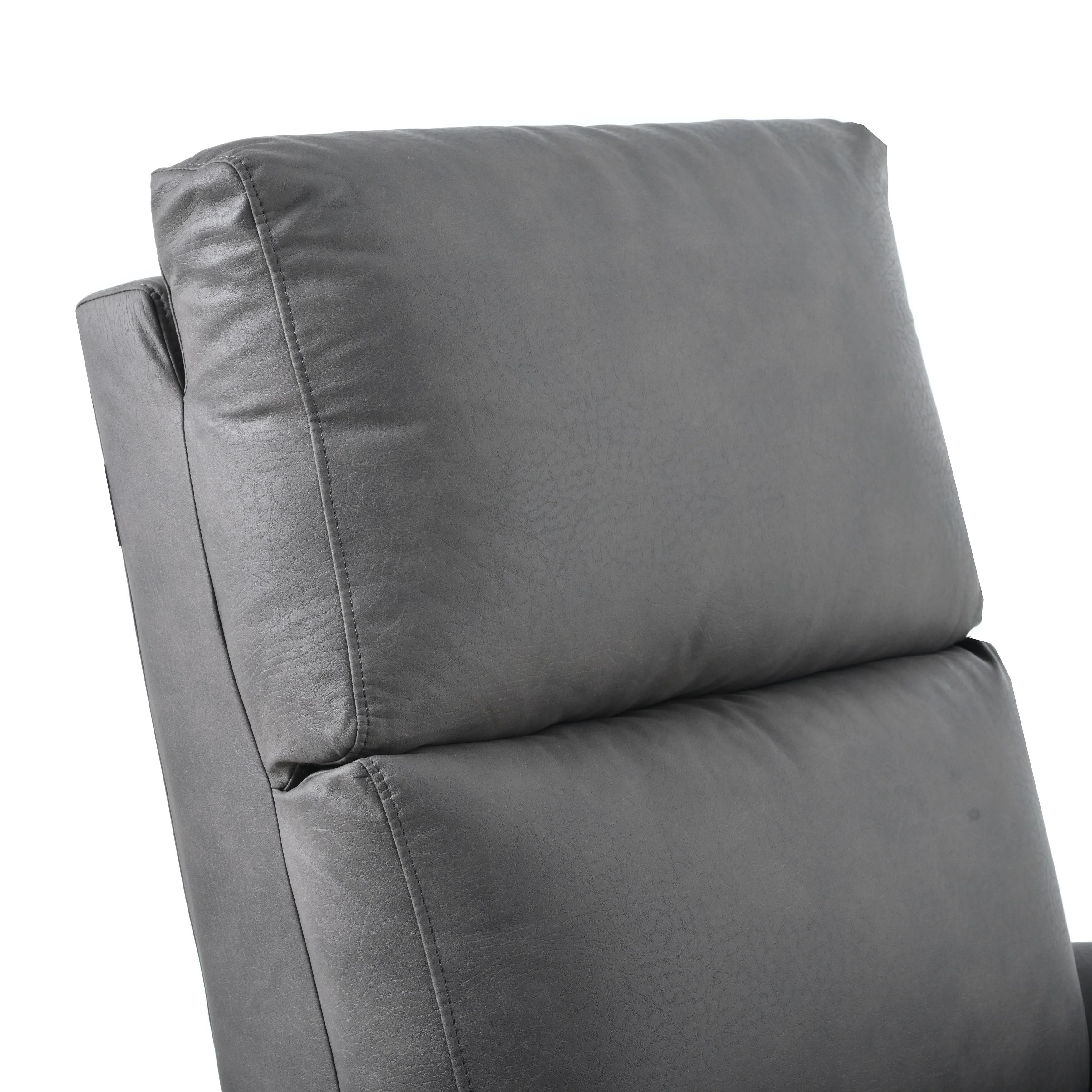 Grey Electric Reclining Chair with USB, Side Control, and Compact Design