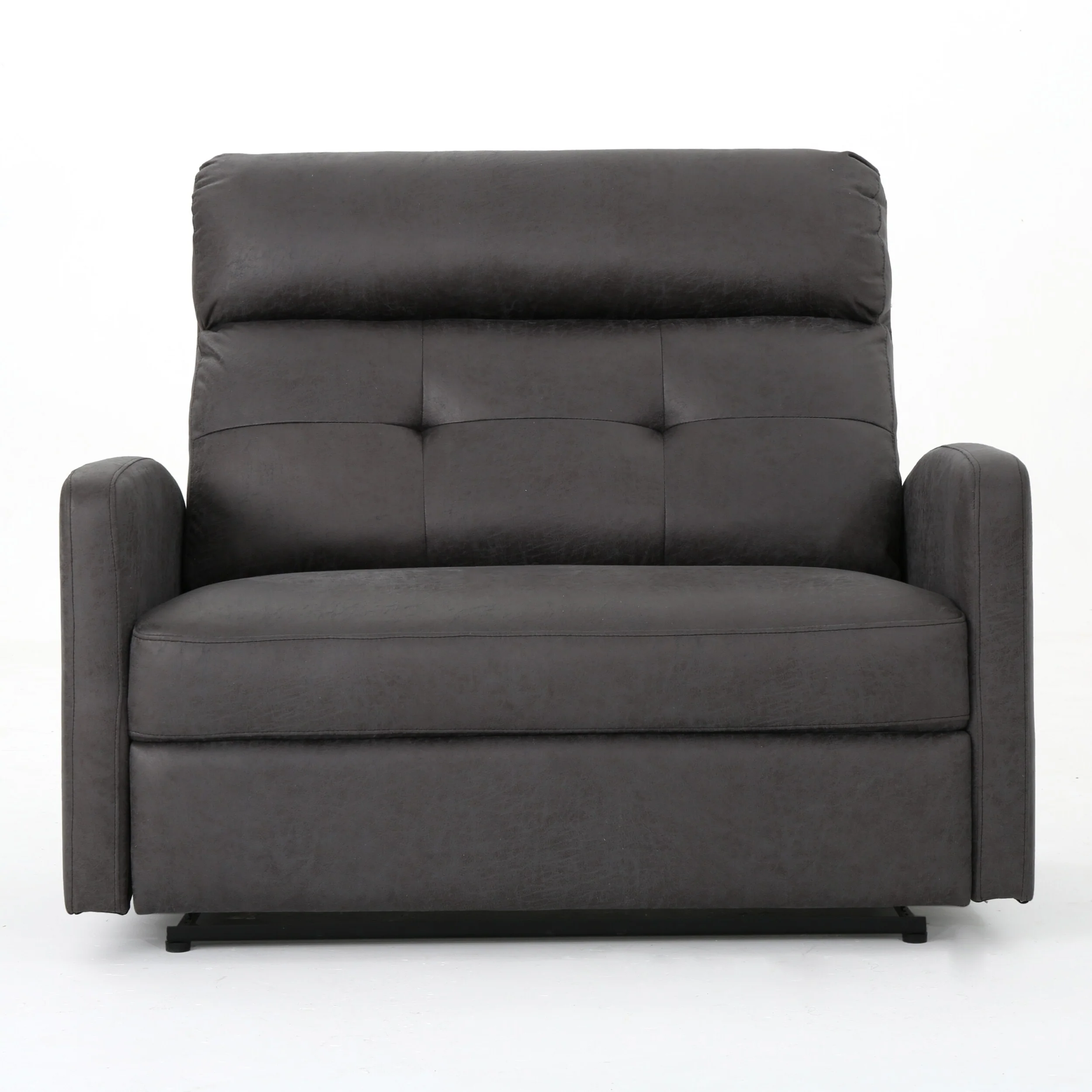 Roomfitters Double Recliner Loveseat with Tufted Backrest and Pillow Top Arms, Faux Leather Push-Back Sofa Chair