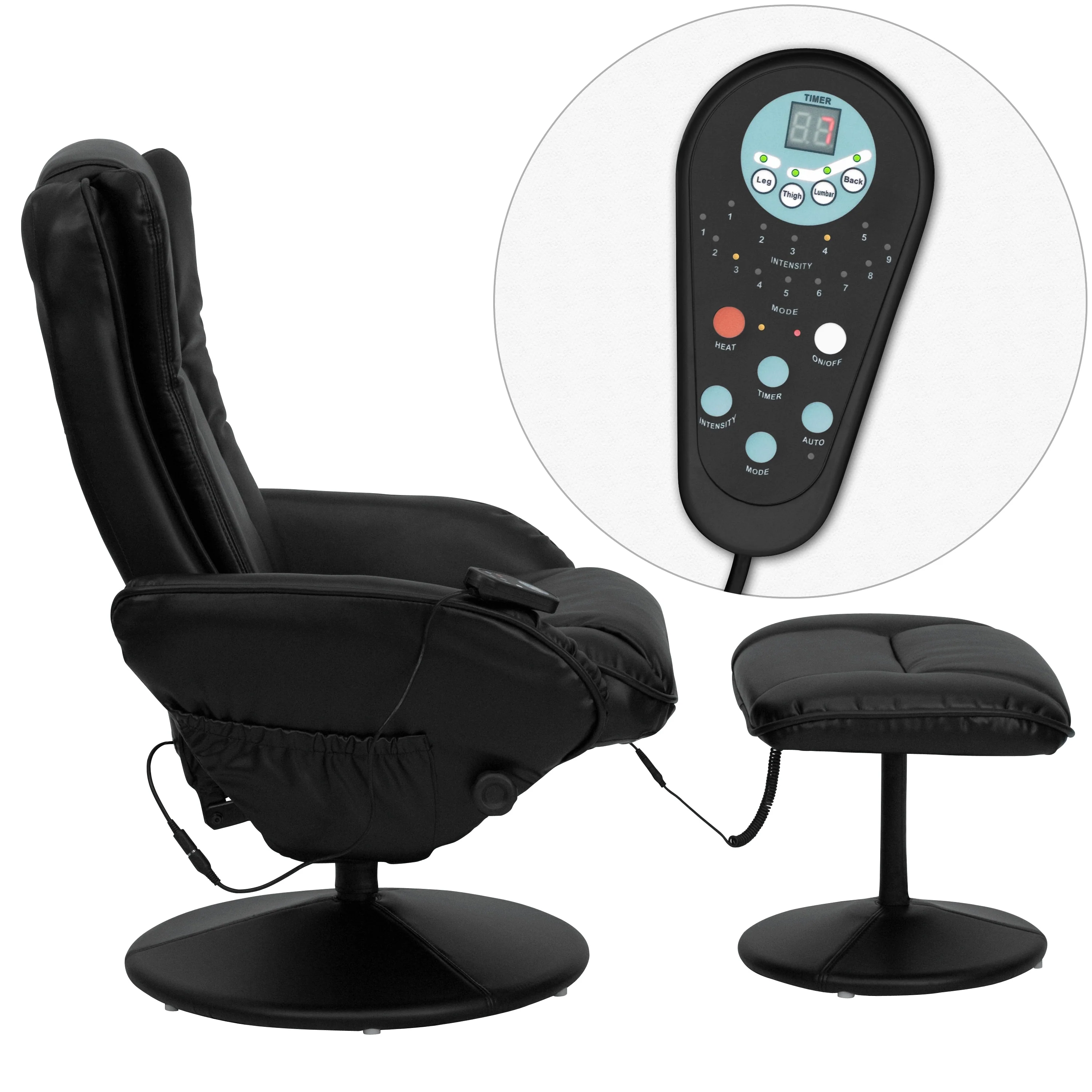 LeatherSoft Massaging Multi-Position Recliner w/Ottoman