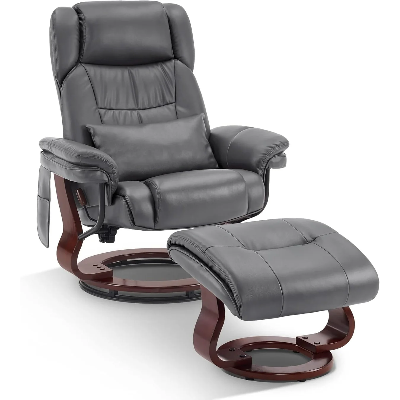 MCombo Swivel Recliners with Ottoman, Vibration Massage TV Chairs with Side Pocket