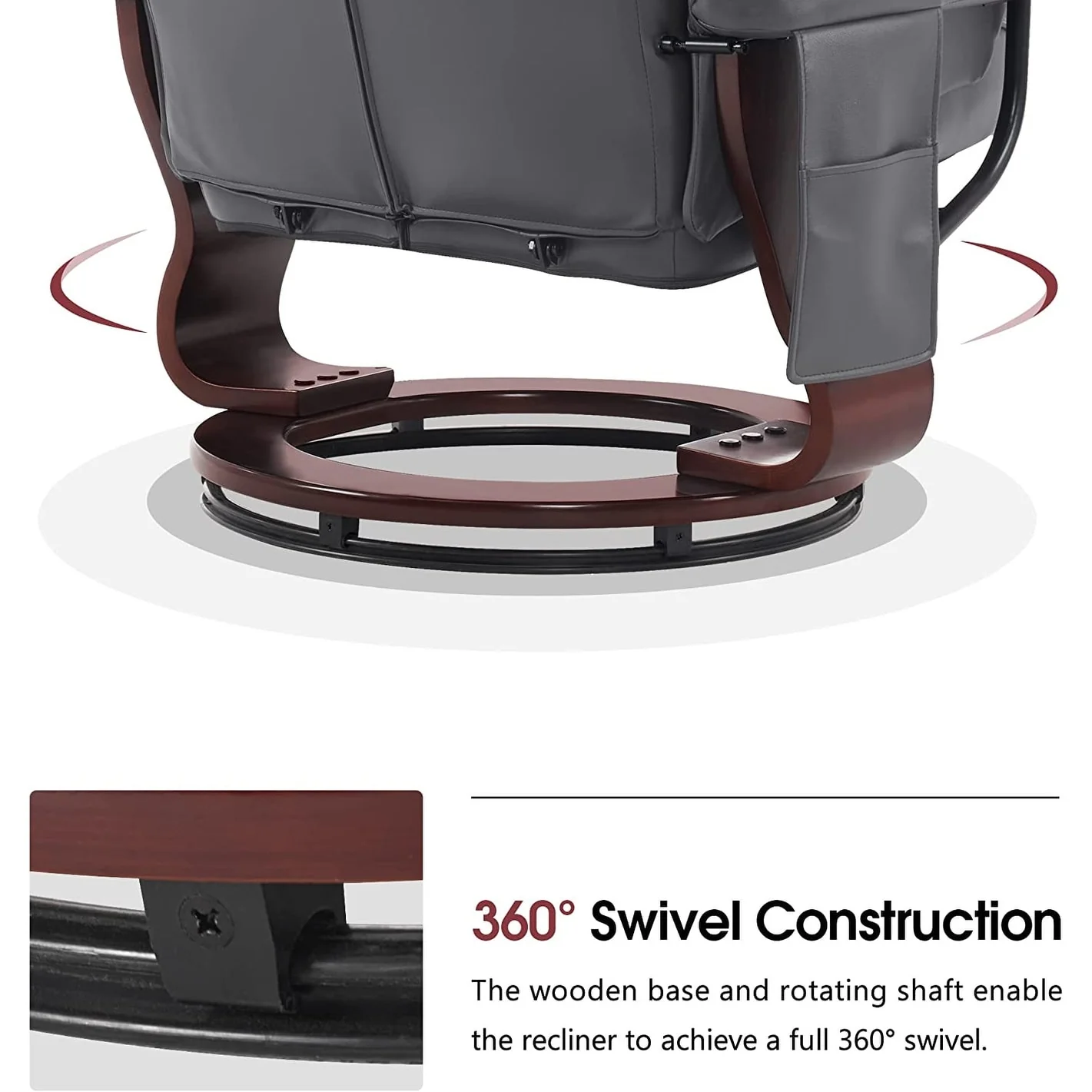 MCombo Swivel Recliners with Ottoman, Vibration Massage TV Chairs with Side Pocket