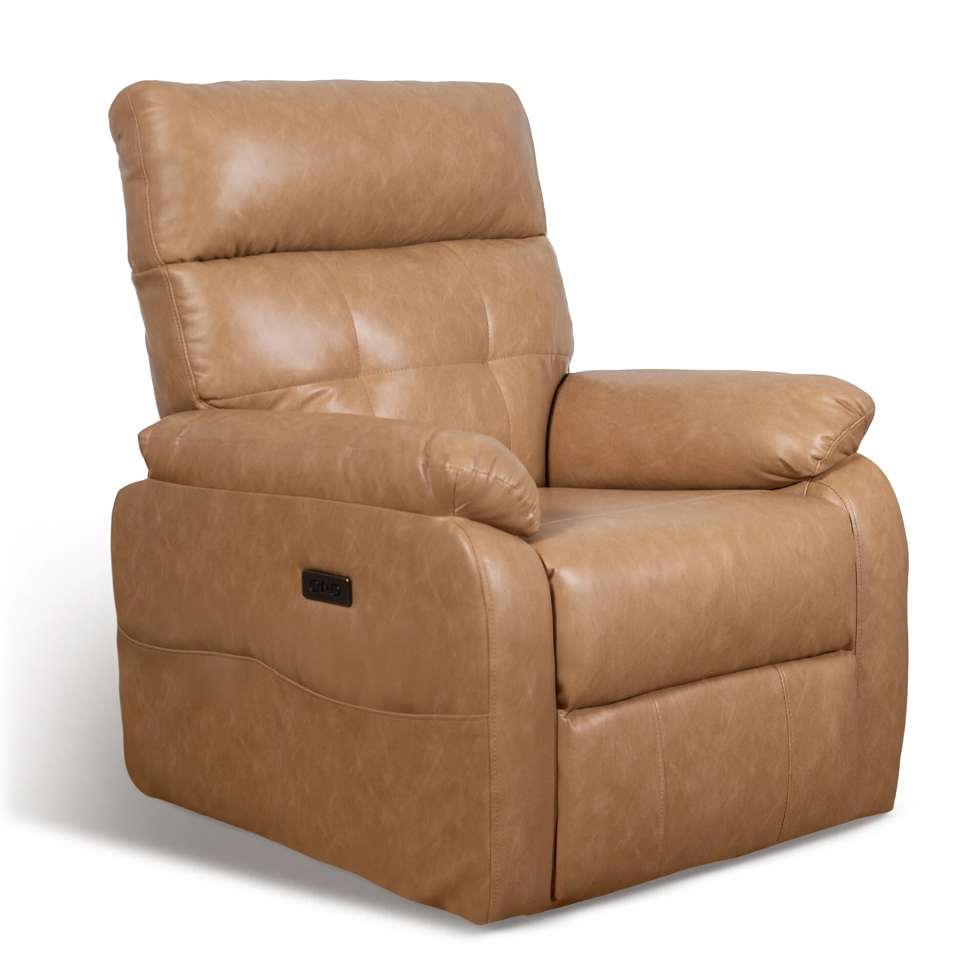 Recliner Chair, PU Leather Reclining Chair with USB and Type-C Ports, Side Pocket, Oversized Recliner Chairs