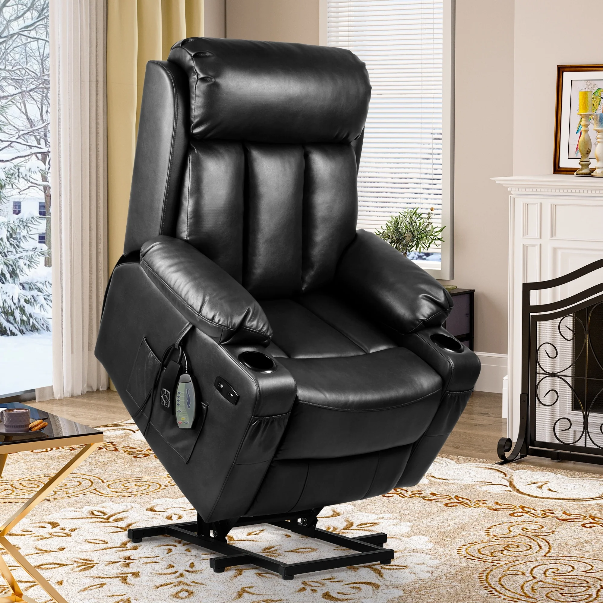 Modern Reclining Chair Faux Leather Massage