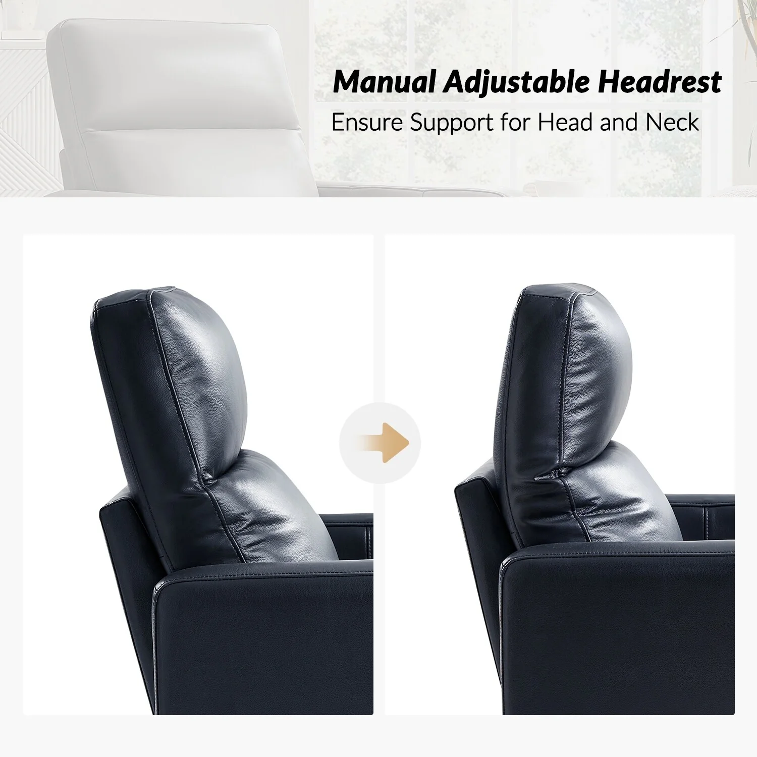 Josefa Modern Genuine Leather Swivel Rocker Recliner by Hulala Home