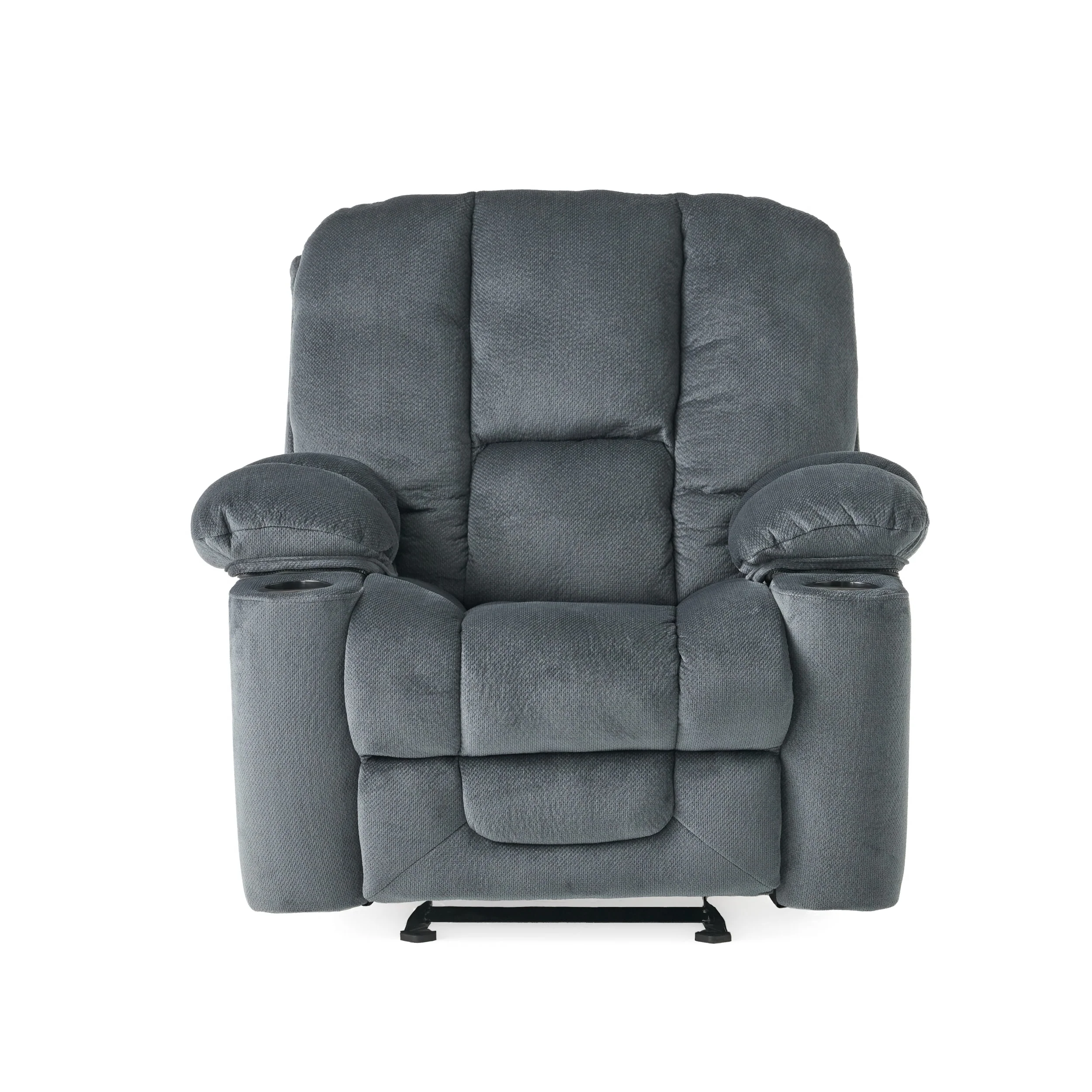 Roomfitters Luxurious Manual Recliner Chair in Chocolate with Skin-Friendly Fabric and Dual Cup Holders