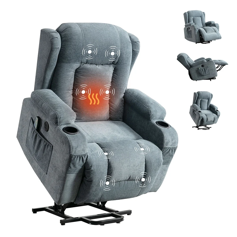 Modern Power Lift Recliner Chair w/Massage  Heat, Infinite Position