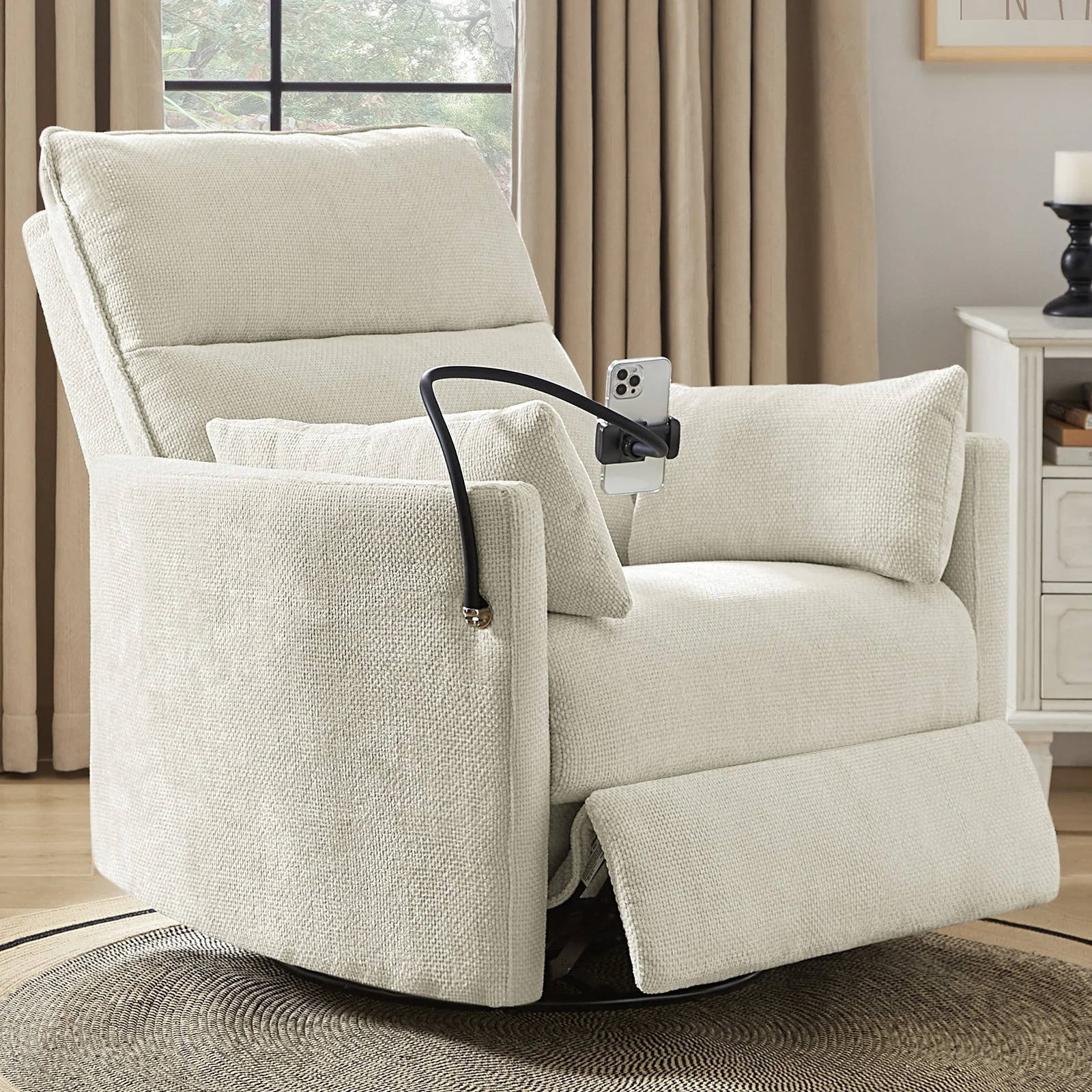 Barry Modern 38 Power Rocking Swivel Nursery Recliner with USB Ports by HULALA HOME