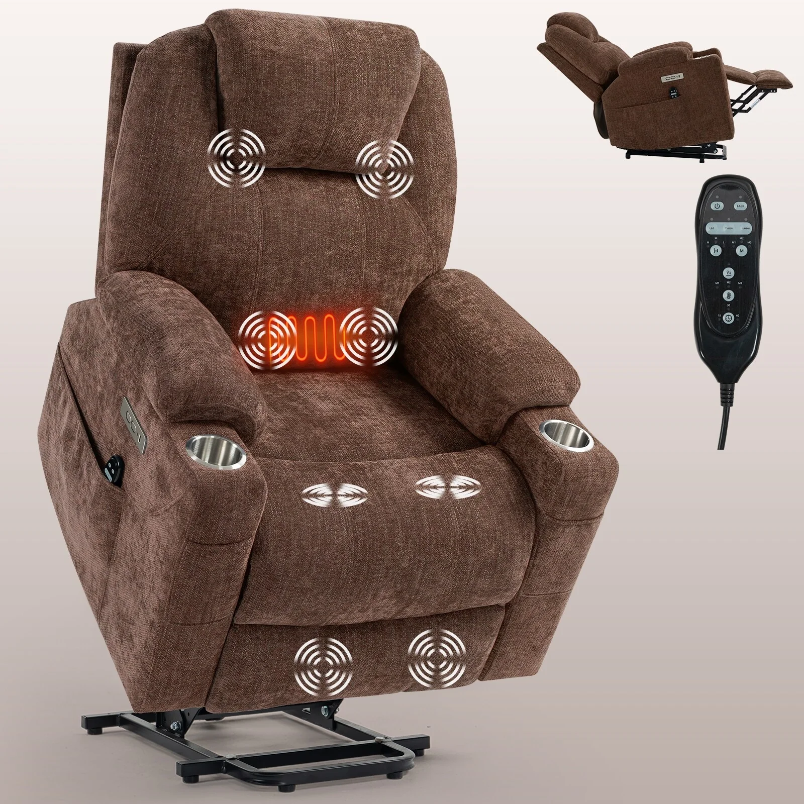 Standard Power Lift Recliner Chair with Full?Body Massage & USB