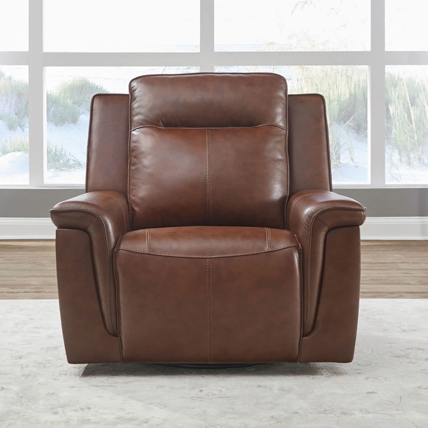 Liberty Furniture Avery Power Recliner for Living Room Cognac Leather